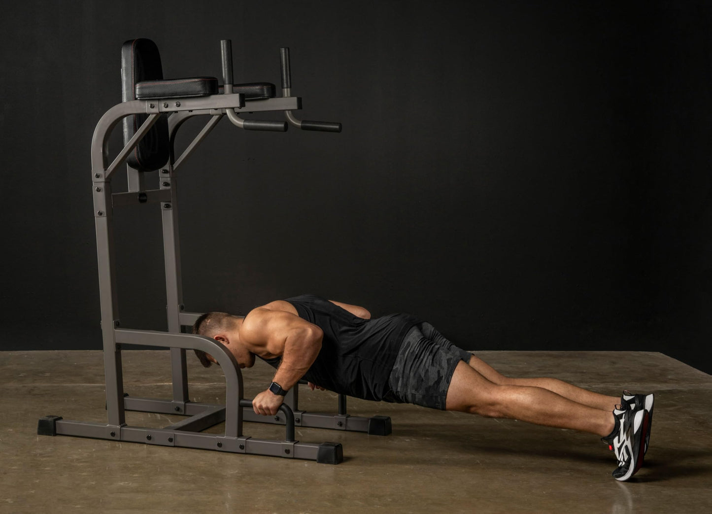 XMARK Captain's Chair with Dip Stand and Push Up Station, Commercial Vertical Knee Raise, Dip Station and Pushup Stand (Black)