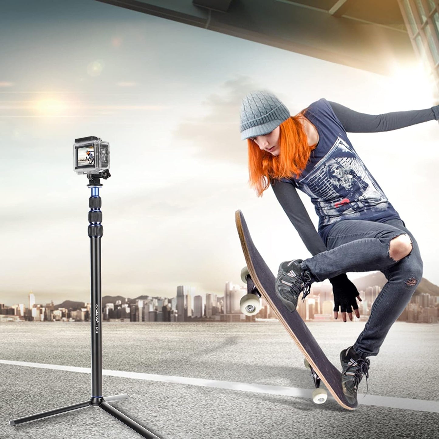 koolehaoda 40inch LR-224 Camera Monopod Tripod Extender Rod, Aluminium Center Column Gimbal Extension Pole Telescopic