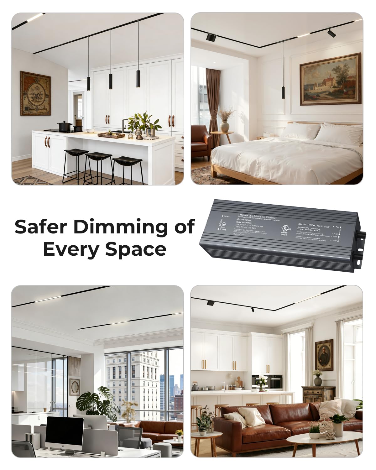 SCON 24V DC 200W LED Power Driver for Track Lighting System, TRIAC/ELV/0-10V/1-10V Dimmable Supply Transformer Converter Adaptor for LED Lights (Driver B for XTB106-24SD)