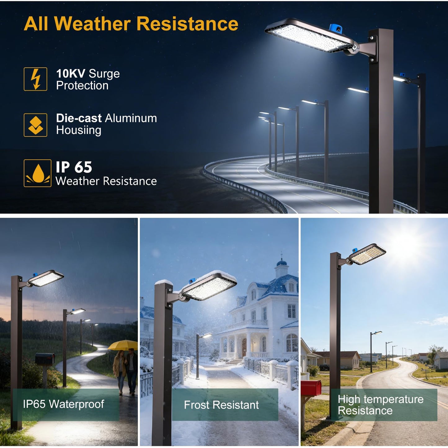 400W LED Parking Lot Lights Outdoor 100000lm(250LM/W) IP65 Commerical LED Parking Lot Lights with Smart Photocell 6KV SPD 5000K Arm Mount Flood Lighting for Parking Lot, Roadways,Stadium,Yard,-2Pack