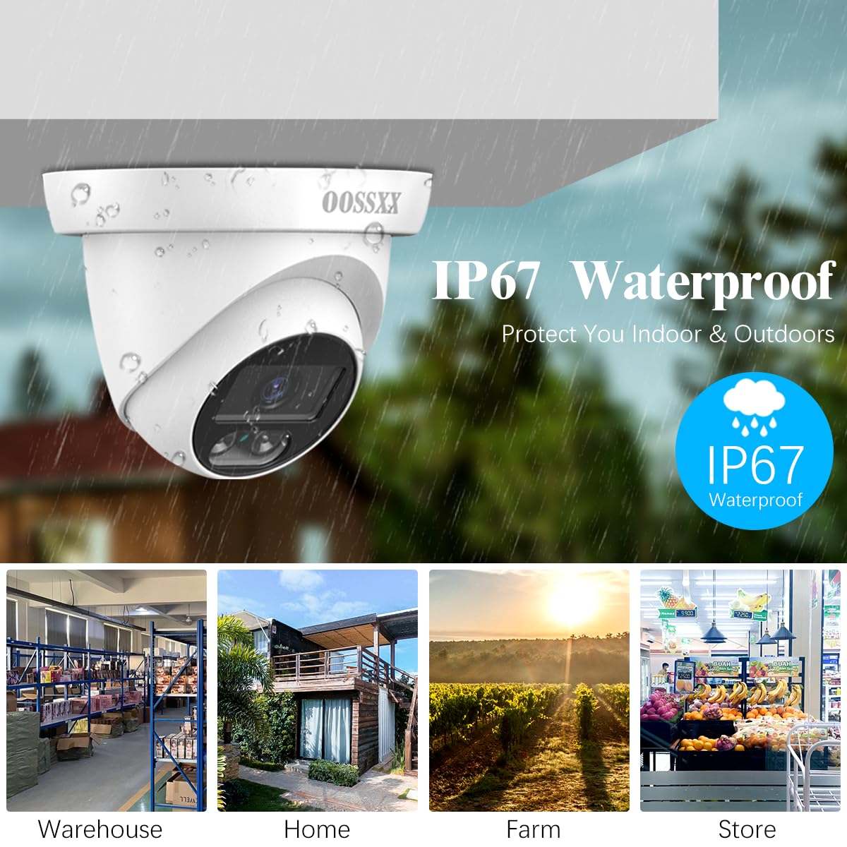 OOSSXX (2026 New) 5MP Wired Security Camera System, 8CH DVR with 1TB Hard Drive, 8 CCTV Cameras, AI Human Detection, 122° Wide Angle, 65ft Night Vision, IP67 Waterproof, Free App, No Monthly Fee