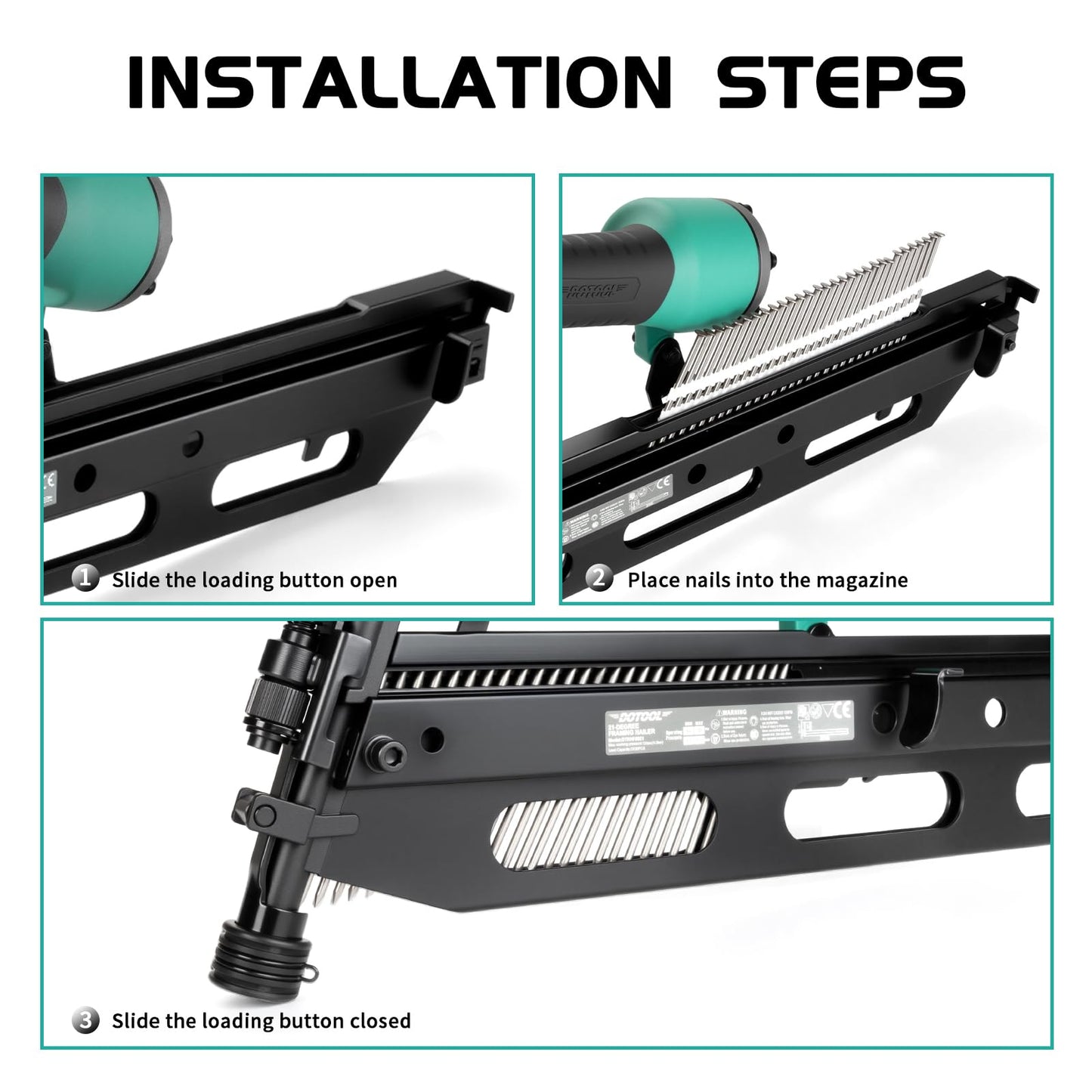 DOTOOL Framing Nailer, Framing Tool for 21 Degree 2-Inch to 3-1/2-Inch Plastic Collated Nails,Professional Pneumatic Nailer for Flooring, Roof Decking