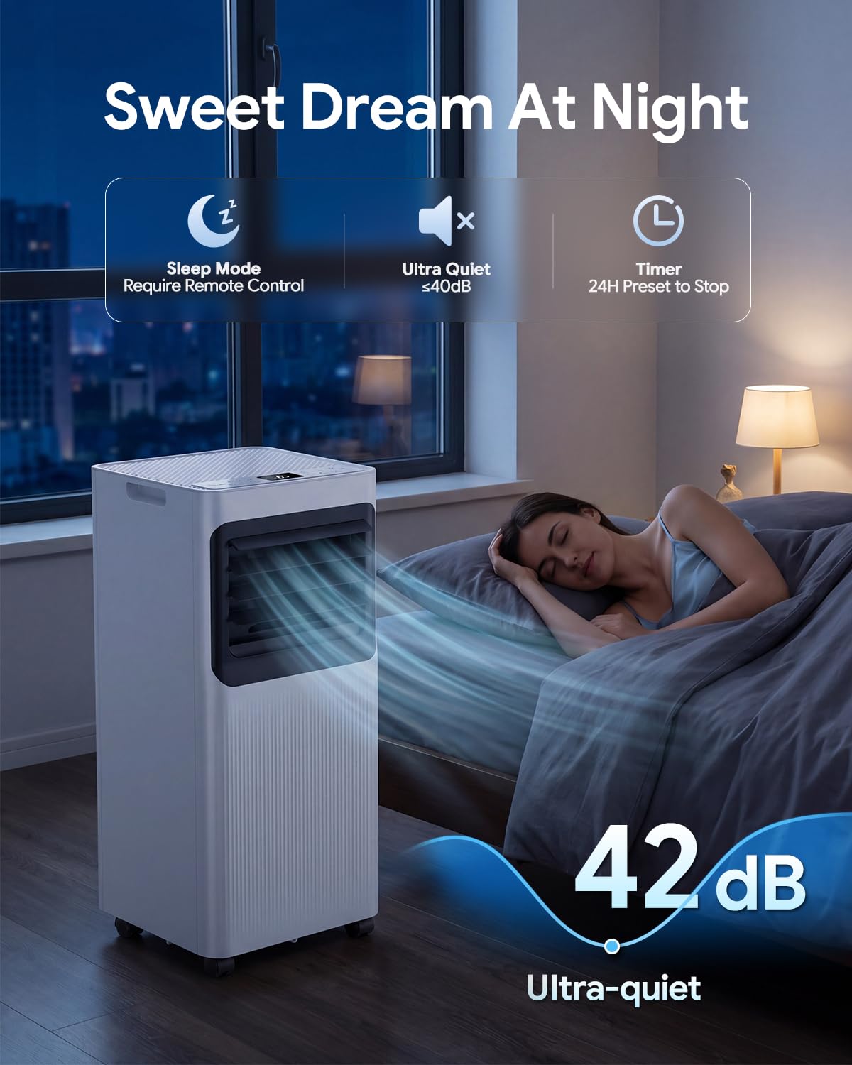 16000 BTU Portable Air Conditioner for Large Rooms up to 750 Sq. Ft., 5-in-1 Smart AC with WiFi App & Remote, 42dB Sleep Mode, Dehumidifier, Fan, 24H Timer, Child Lock & Window Kit