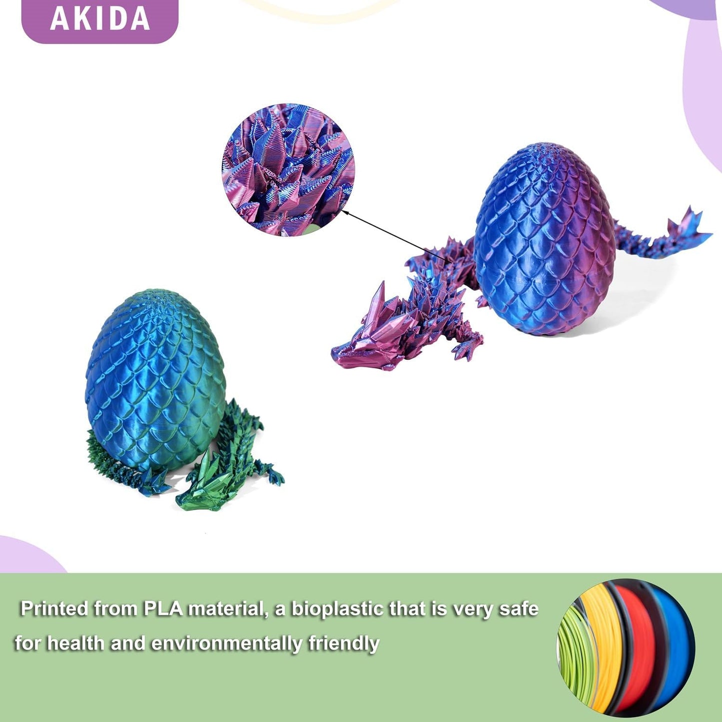 **Skiennix 2 Pack Dragon Eggs - 3D Printed Fidget Toys with Surprise Dragon Inside | Perfect for Easter Baskets**