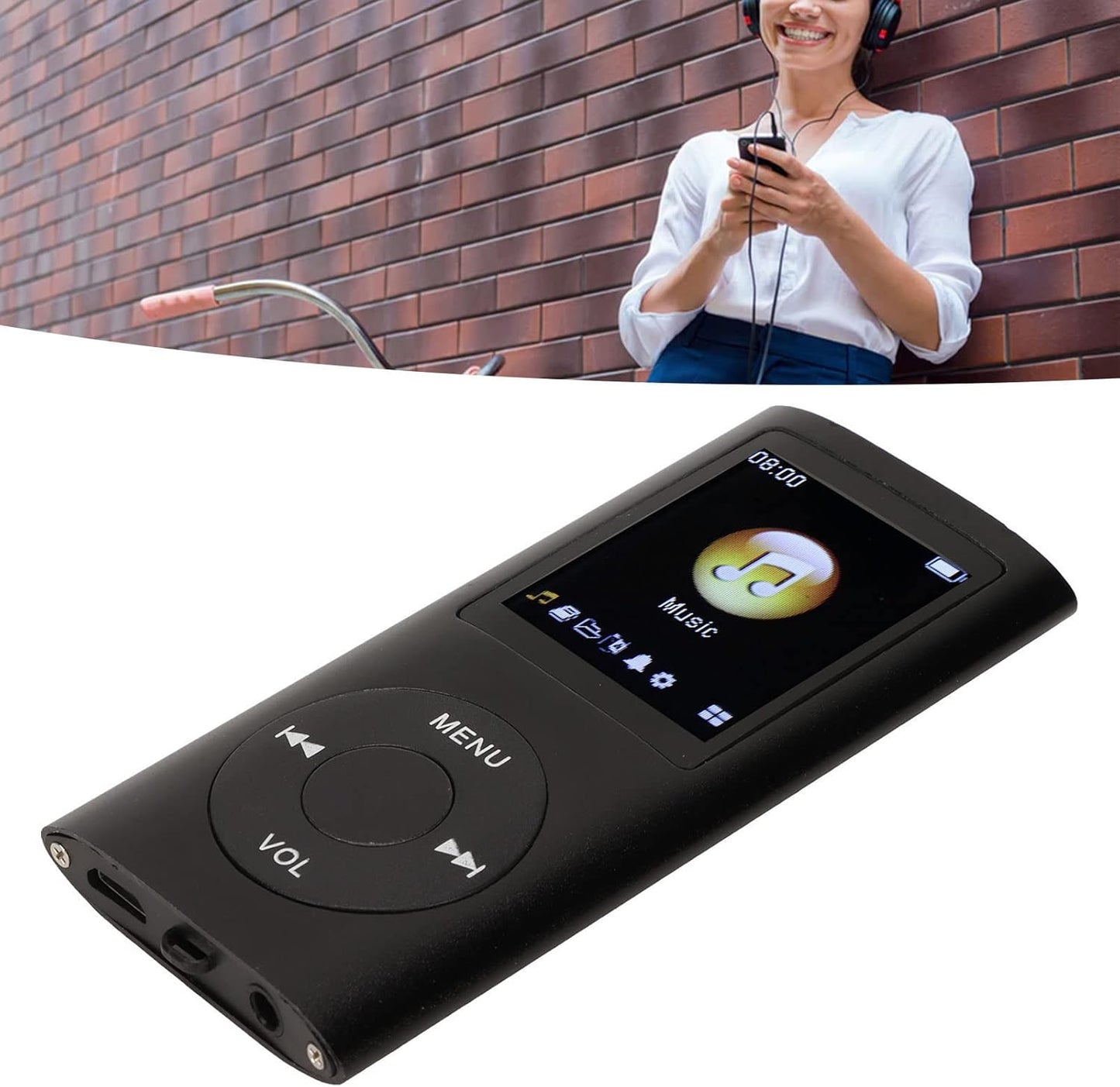 Locadence MP3 1.8 MP3 64GB Portable Player, Slim Stylish Multifunctional Music Player with LCD Screen, Aluminum Alloy