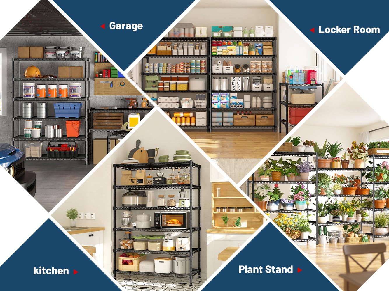 DurayLoly Storage Shelves Metal Shelving Unit 6Tier Wire Shelving Rack 1200LBS Heavy Duty, Adjustable Pantry Shelves, Metal Shelf for Kitchen,Garage Shelving,Closet Shelves,75" Hx 36" Wx 18" D