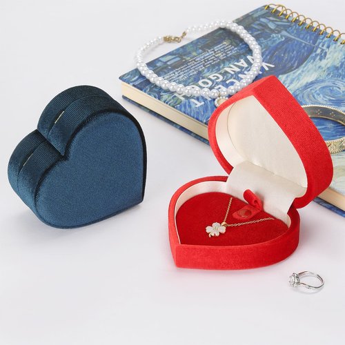LETURE Heart-Shaped Velvet Pendant Necklace Gift Box, Jewelry Holder Box for Necklace Pendants Eerring Bracelet, Storage Display Case (Red)