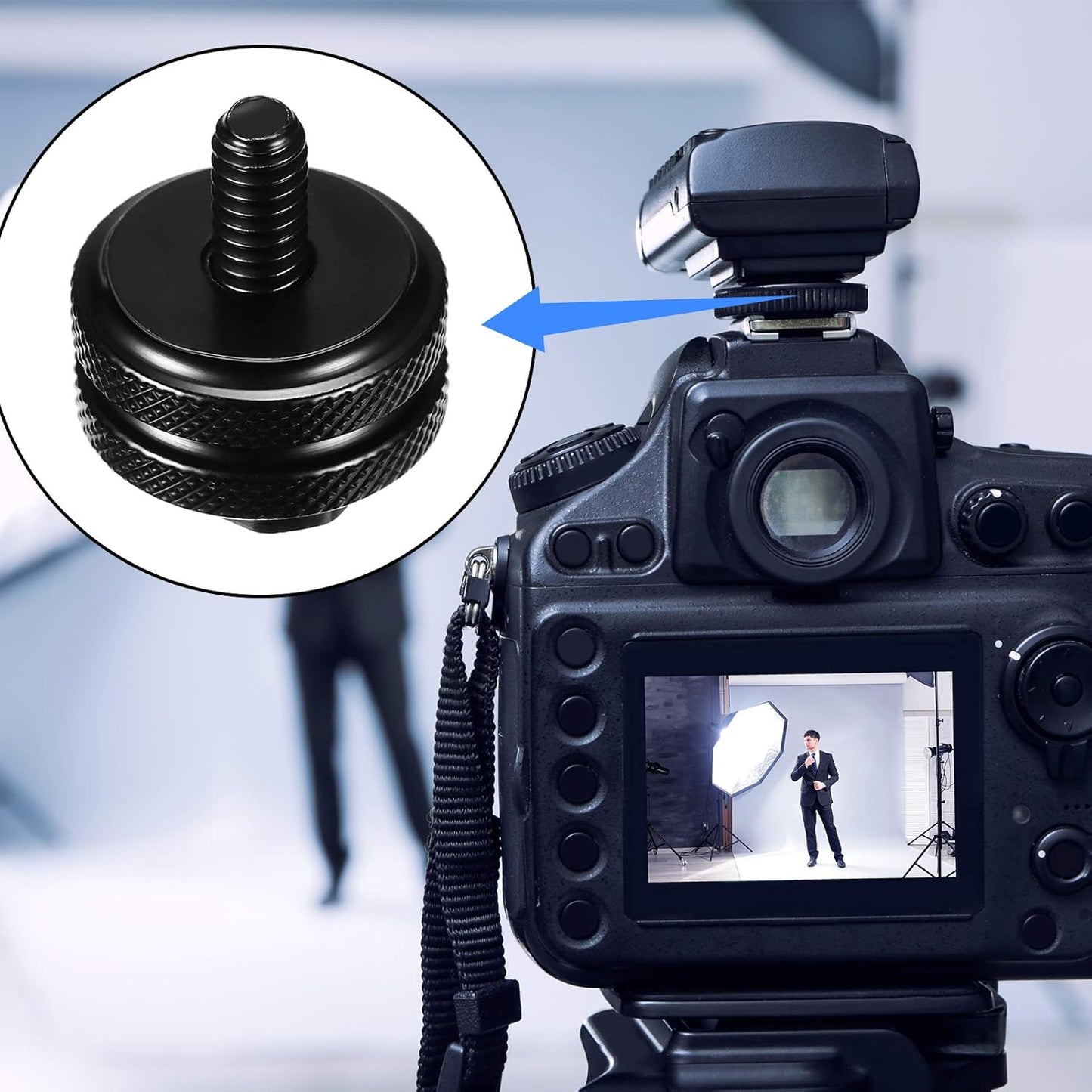 Weewooday 8 Pack 1/4"-20 Set Hot Shoe Adapter Kit, Cold Shoe Mount & Flash Stand Mount for DSLR Camera Rig, Tripod