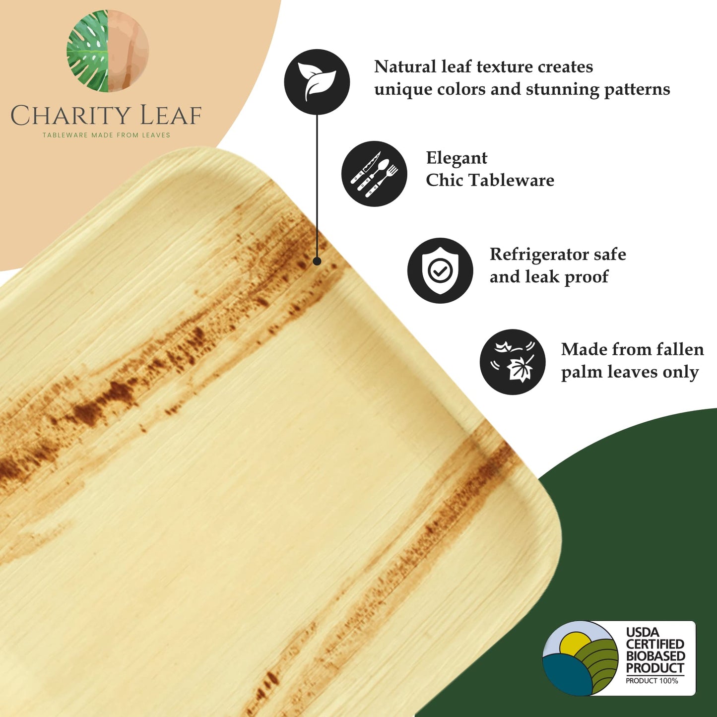 Charity Leaf Disposable Palm Leaf 6" Heart Plates (25 pieces) Bamboo Like Serving Platters, Disposable Boards, Eco-Friendly Dinnerware For Weddings, Catering, Events