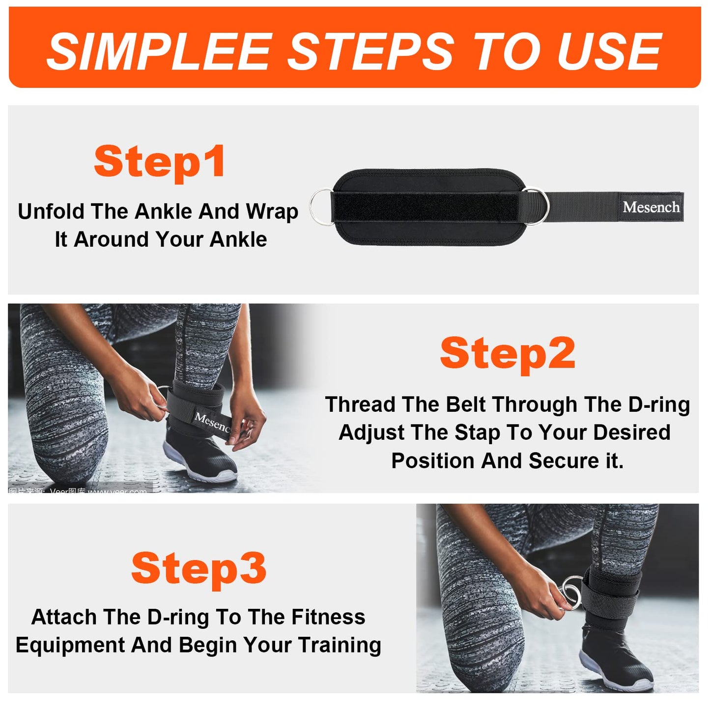 Ankle Straps for Cable Machine Attachments - Gym Ankle Cuff for Kickbacks, Booty Workouts - Ideal for Leg Extensions, Glute Exercises, and Full-Body Workouts - Suitable for Men & Women (Pair, Black)
