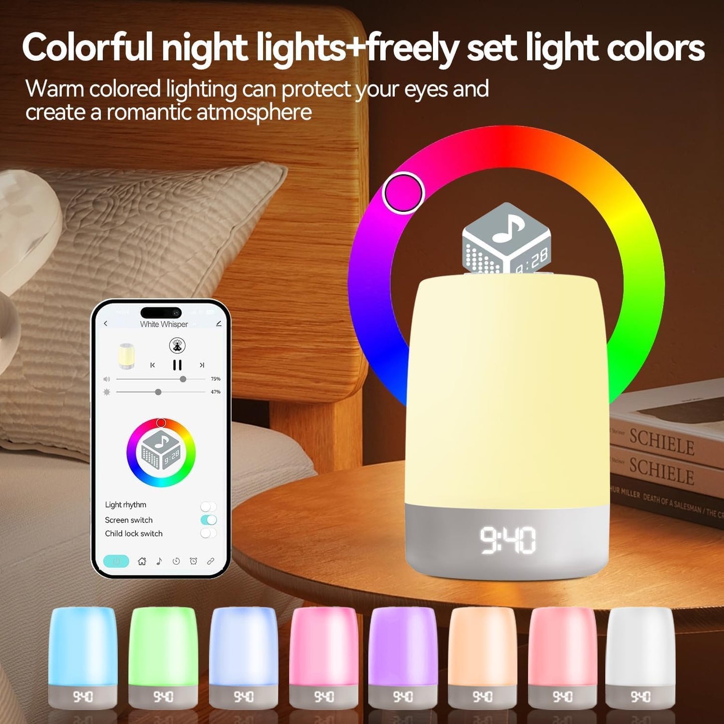 Teen Sound Machine - Bluetooth White Noise Machine with 32 Soothing Sounds & Wake-Up Light