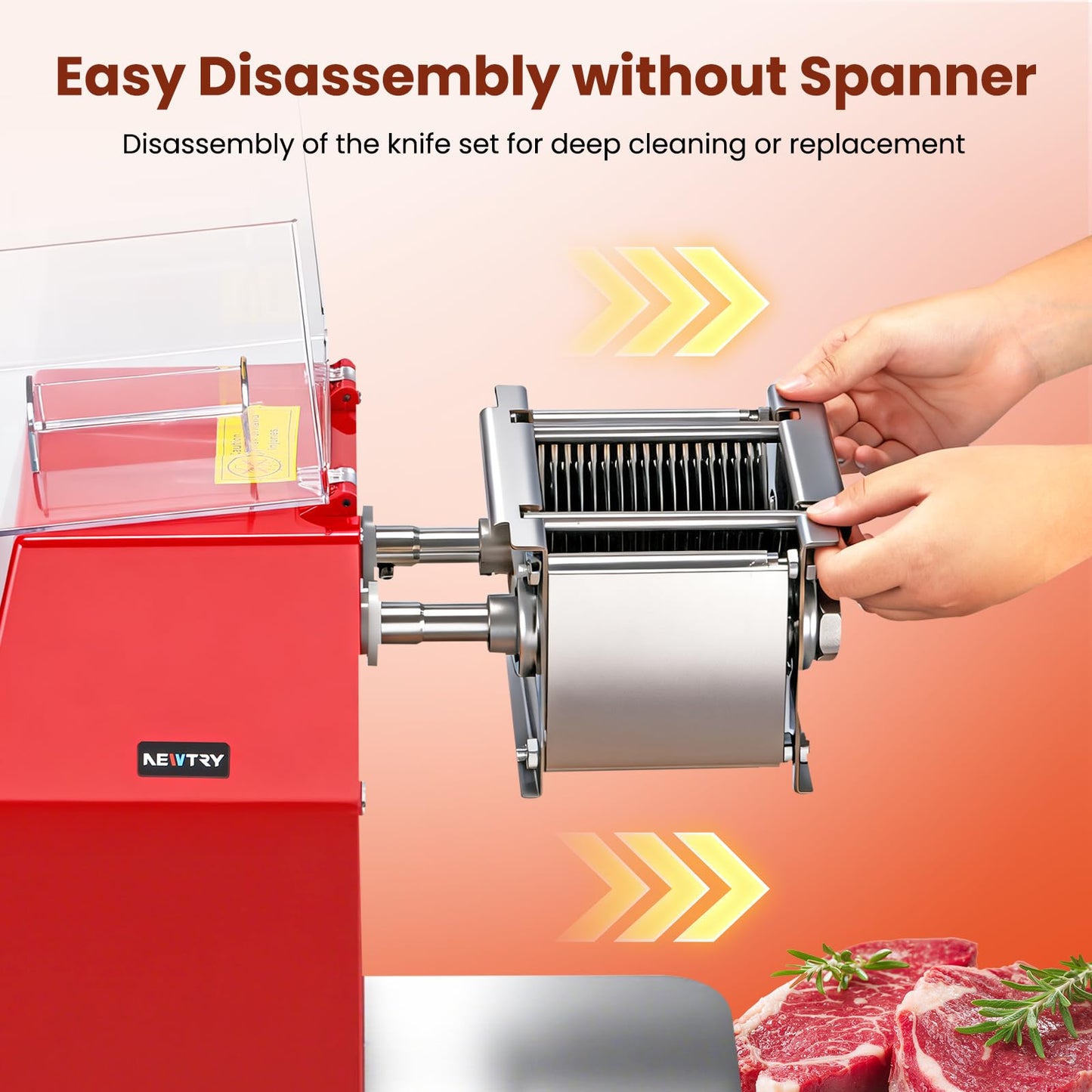NEWTRY 850W 3 in 1 Commercial Meat Cutter, Electric Meat Slicer Shredder Machine with 5mm Blade 330lb/h Automatic Meat Processor for Boneless Meat & Soft Vegetables 110volt (5mm)