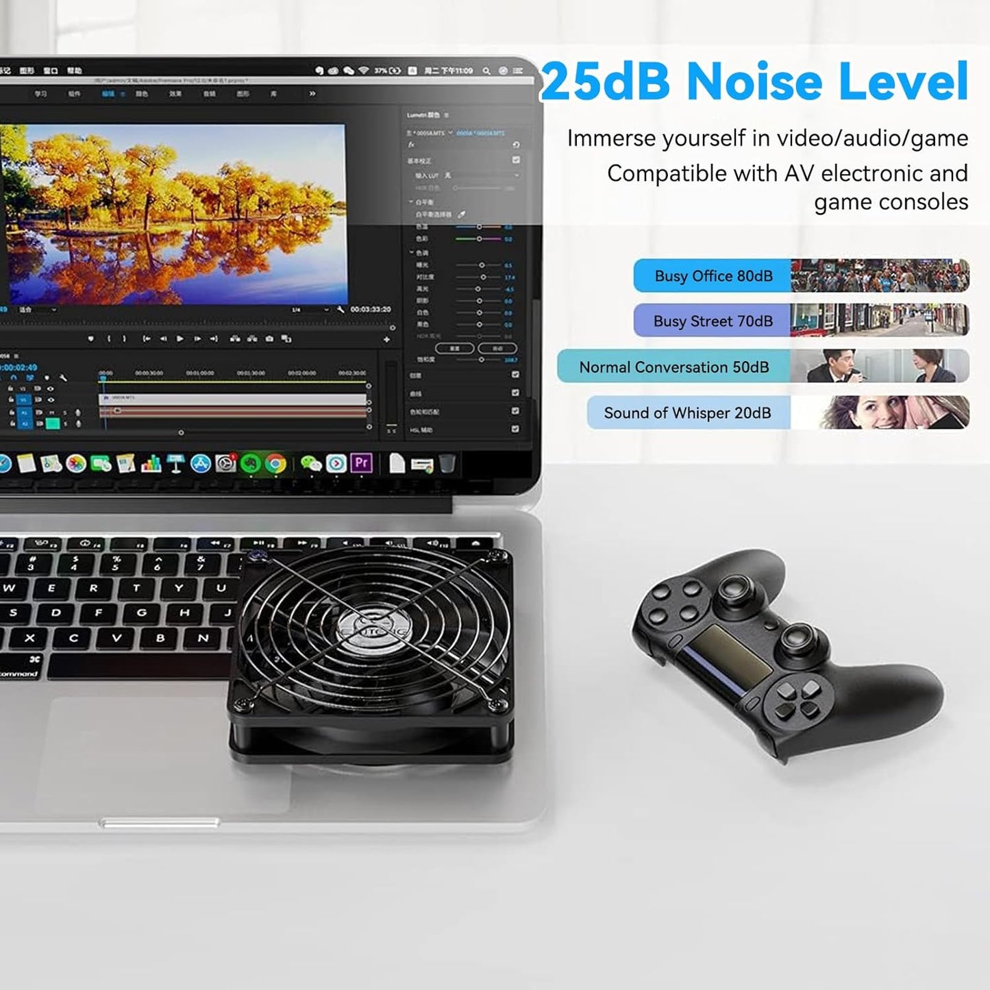 ELUTENG 120mm 3 5V 1500PRM Fan With Speed USB Powered Case Fan Gaming PC Portable Cooling Suitable for Tablet TV