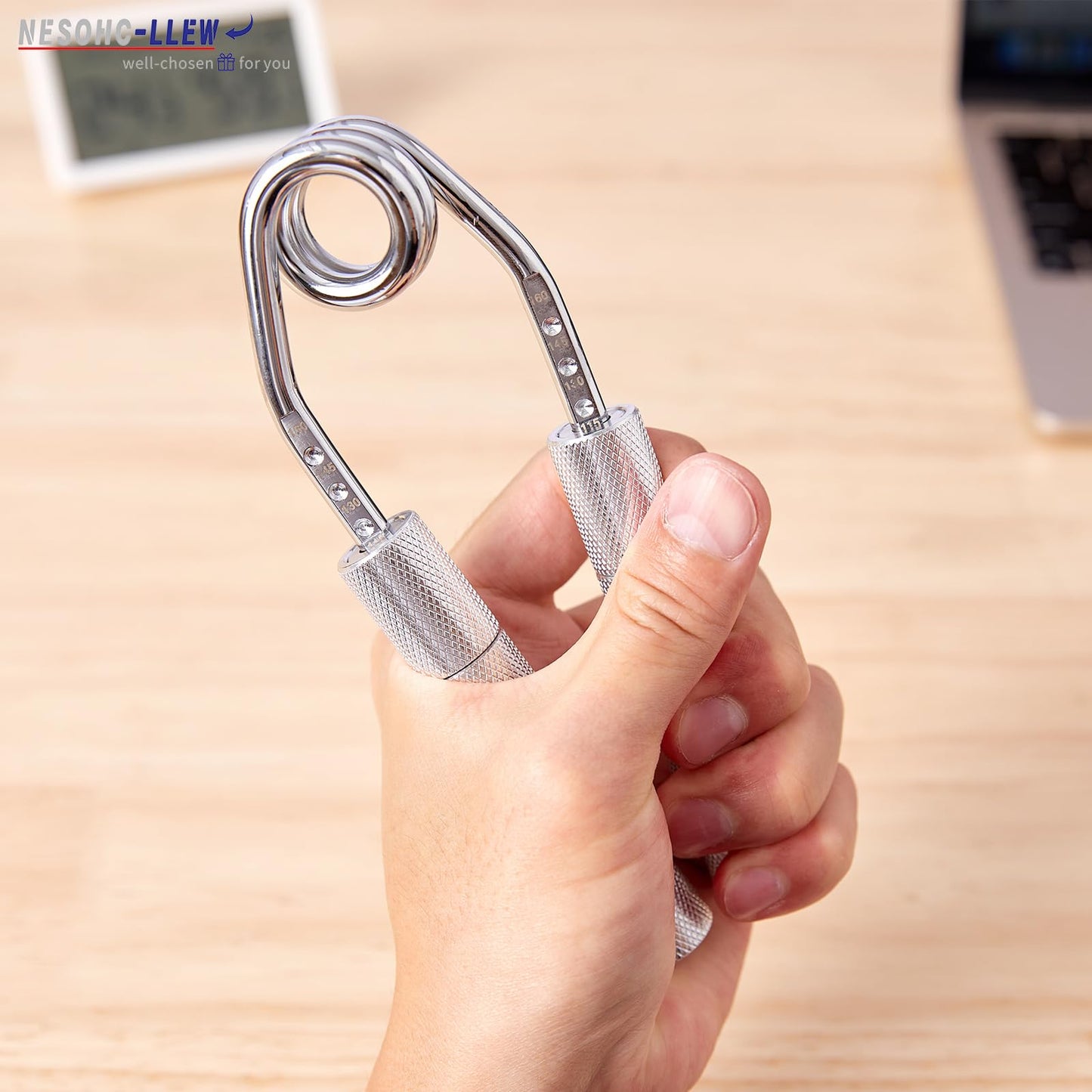 Hand Gripper Strengthener, 40–160 lbs Adjustable Resistance, All-Metal Grip Trainer with Carbon Steel Spring and Aluminum Handles