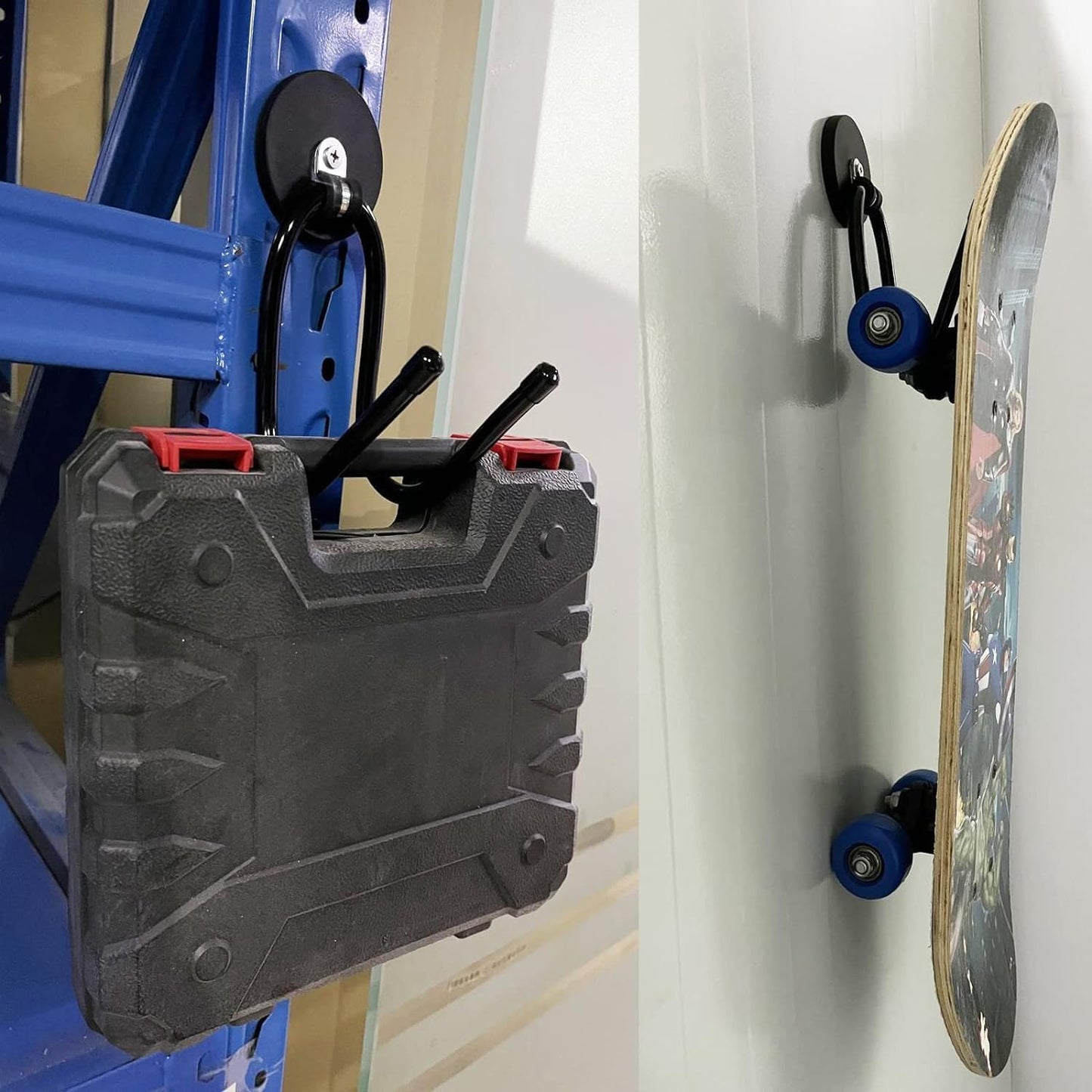 Skiennix Magnetic Hooks - Heavy Duty Power Tool Organizer Rack | 4 Pack for Garage & Workshop Storage