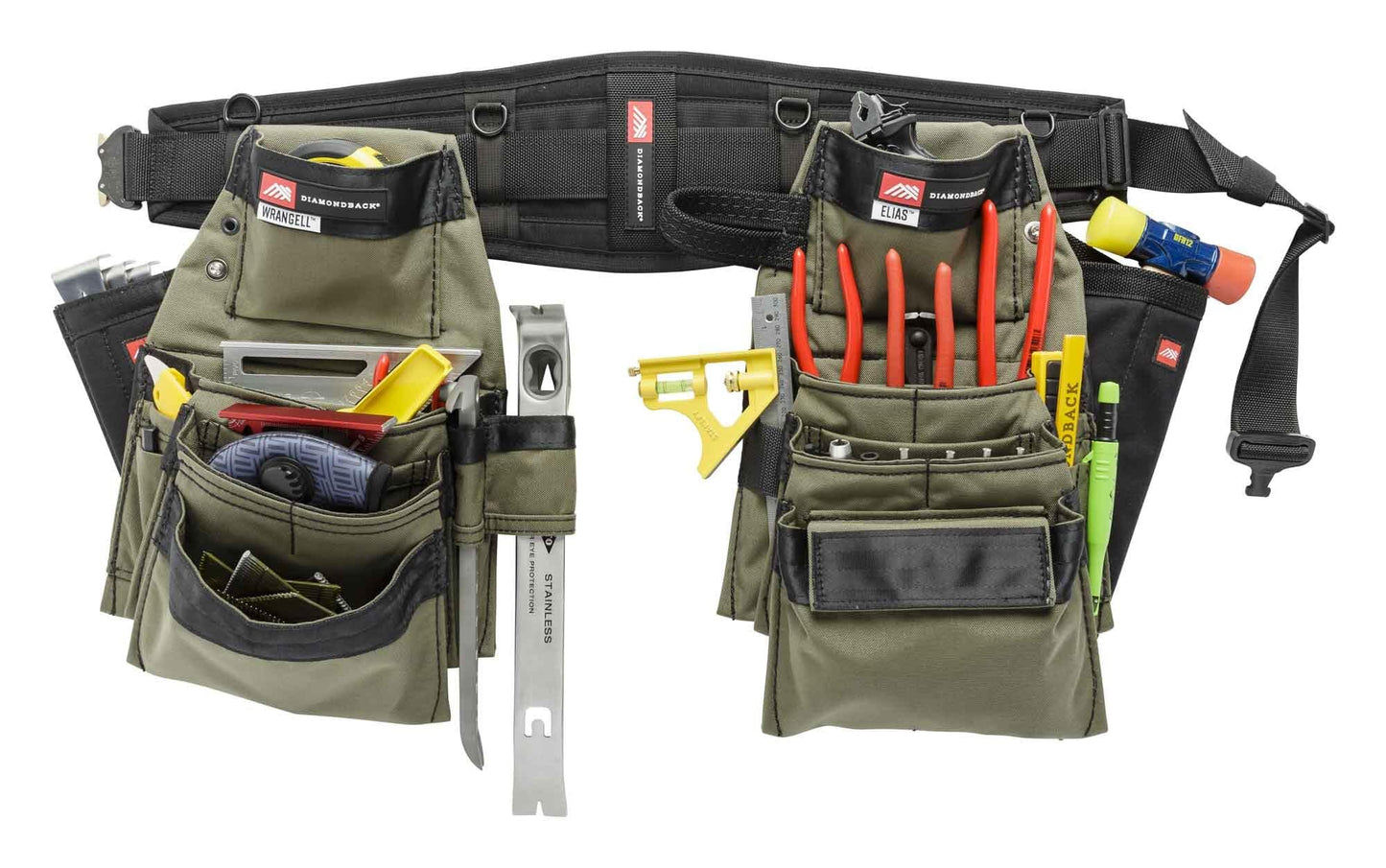 Diamondback Denali 2.0 Tool Belt System - Includes 6″ Diamondback Belt, Hammer & Flat Bar Holsters - Perfect for Carpenters, Framers & Remodelers - Versatile Tool Belts for Men & Women