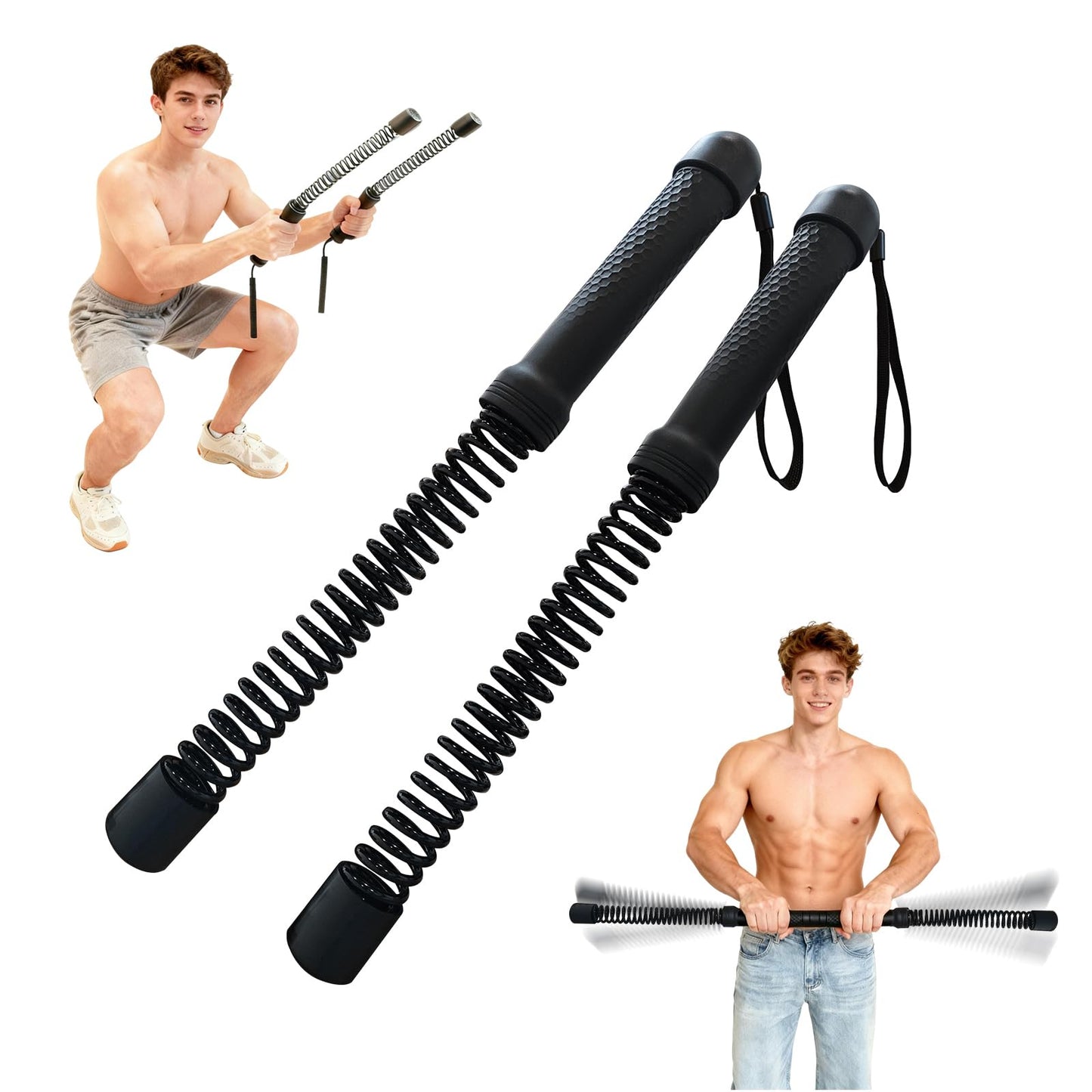 Gonideerix 2-in-1 Ropeless Battle Ropes (2-Pack), Adjustable to Resistance Training Stick – Portable Full Body Workout for HIIT, Cardio, Strength & Muscle Training, Low-Impact Home Gym Equipment for Men & Women