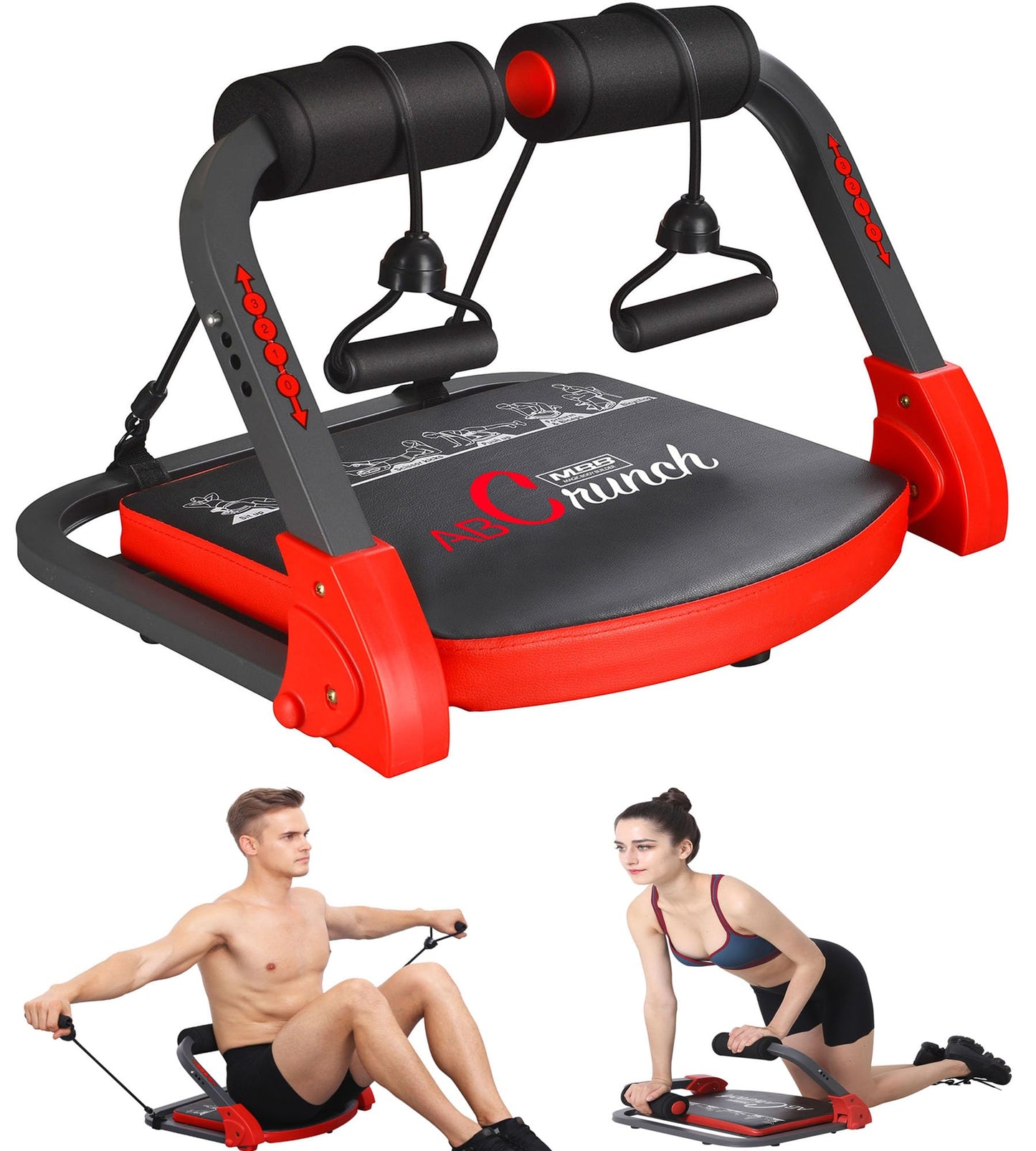 eHUPOO Ab Machine Workout Equipment,Whole Body Ab Workout Machine,Sit Up Exercise Equipment For Home, Strength & Abdominal Trainer With 3 Adjustable Resistance Levels and Bands.US Patented