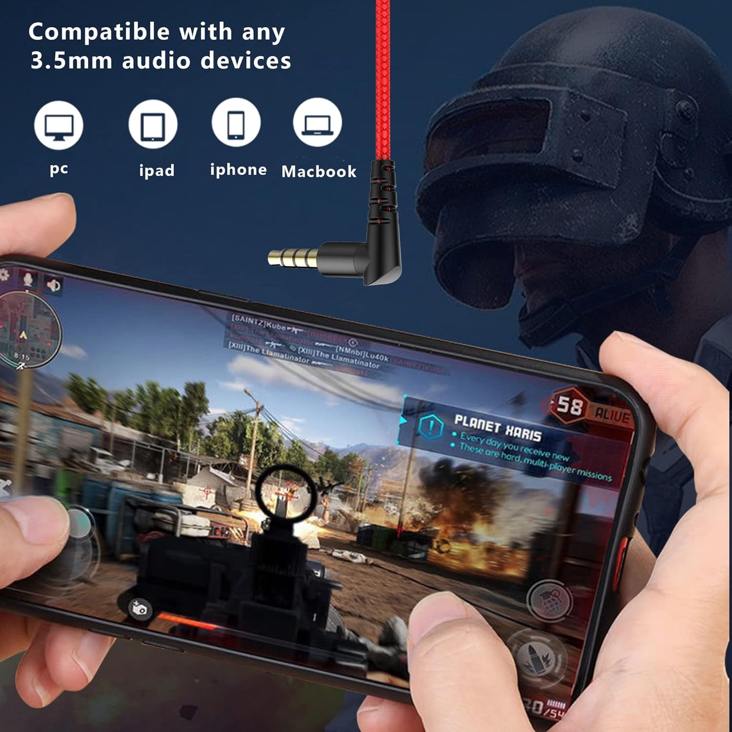 V1 One,PS5,PS4,Switch,Pc 3.5mm KASOTT SoundMaster Pro - Gaming Earphones with Dual Audio Drivers,Battle Buds,in-Line