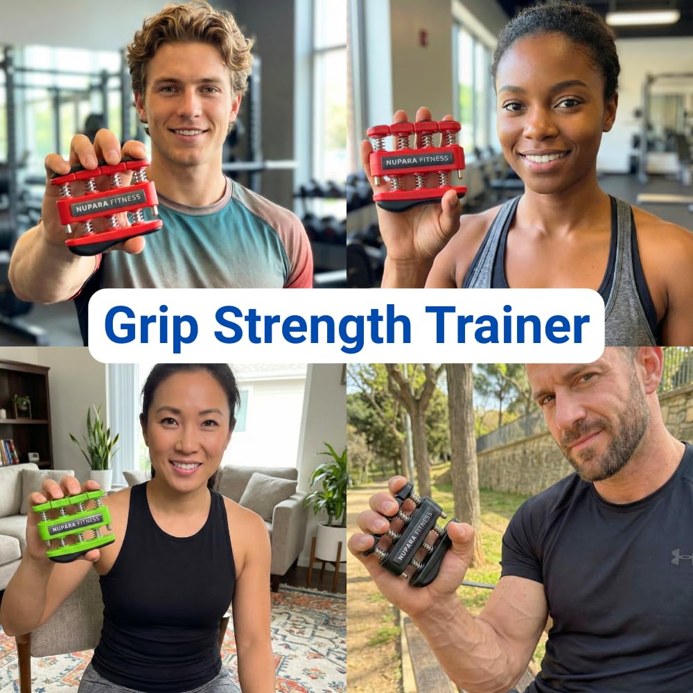 NUPARA FITNESS Grip Strength Trainer - Hand Strengthening Device, Forearm Strengthener, and Finger Trainer. Hand Gripper Strengthener and Guitar Finger Exerciser.