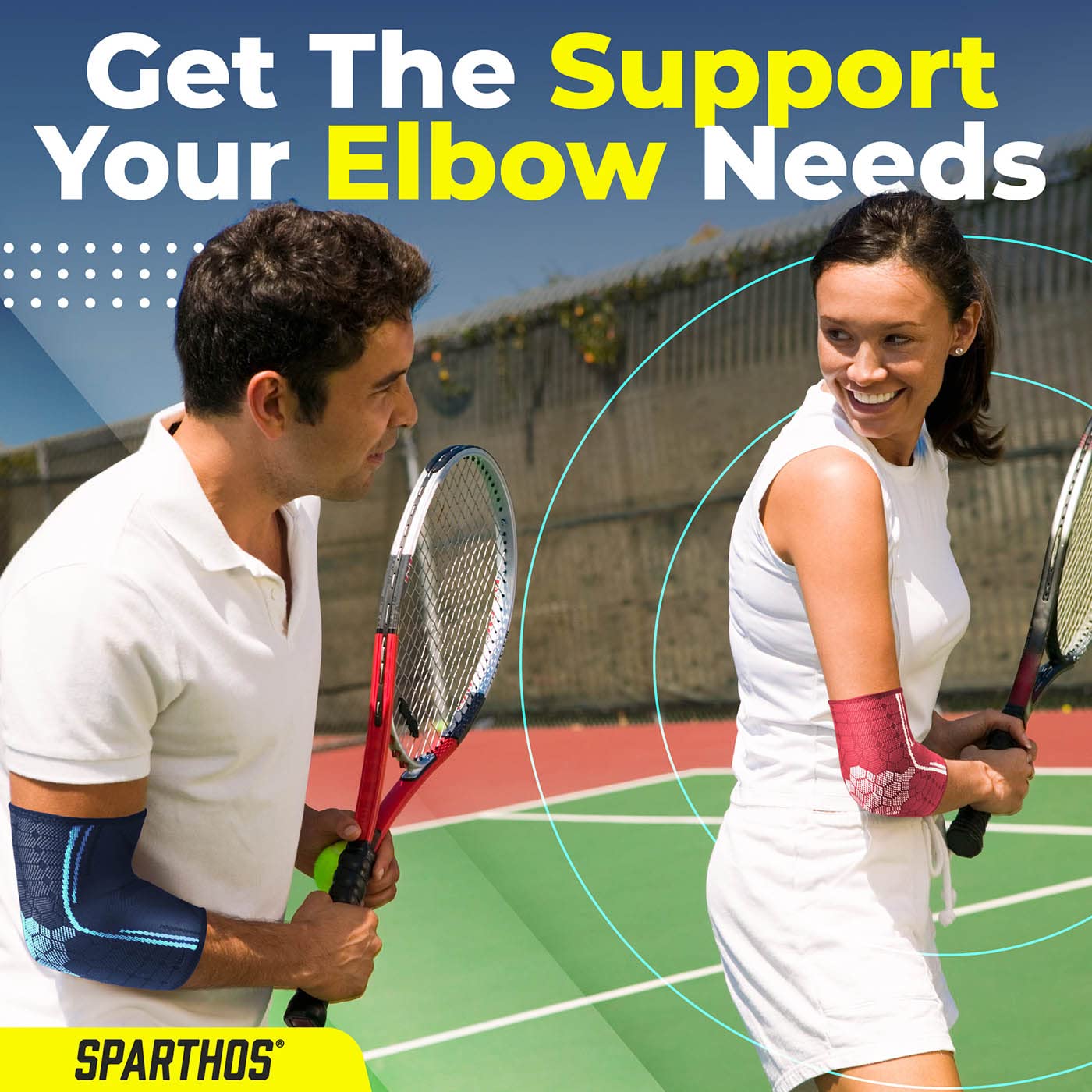 Sparthos Elbow Compression Sleeves (Pair) – Tendonitis Golfer's Tennis Elbow Brace Support for Men and Women – Arthritis Bursitis Kinesiology Tape Kids Athletic Sport Basketball (Blue-S)