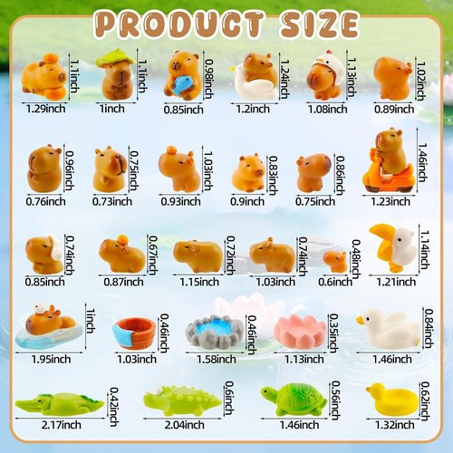 Exasinine Mini Capybara Figurines - 27pcs Resin Cake Toppers for DIY Fairy Garden & Home Decor