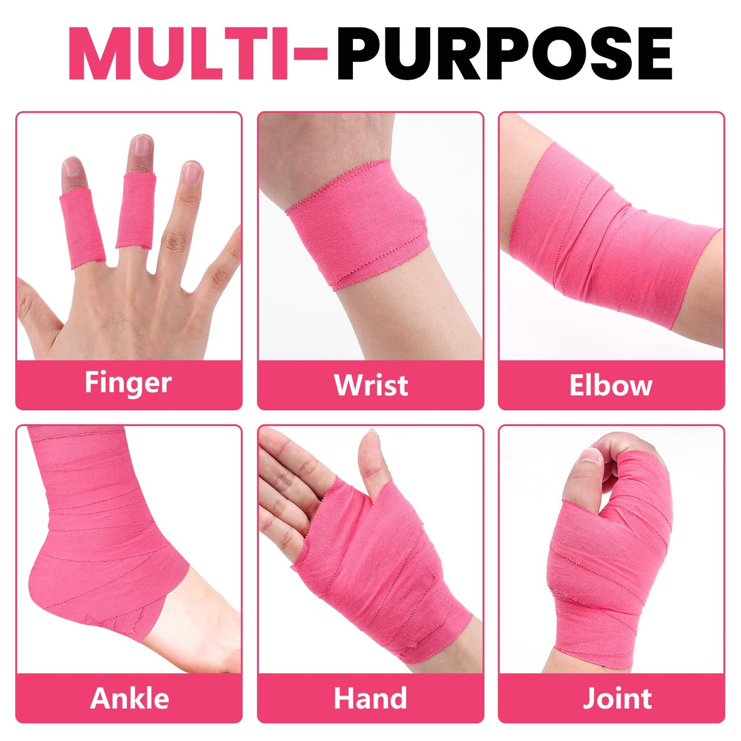 NUITPY 6 Pack Athletic Tape, Pink Sports Tape, Easy Tear Wrist Tape, Strong Adhesion Tapes for Boxing, Gymnastics, Hockey, Soccer, Lacrosse and First Aid