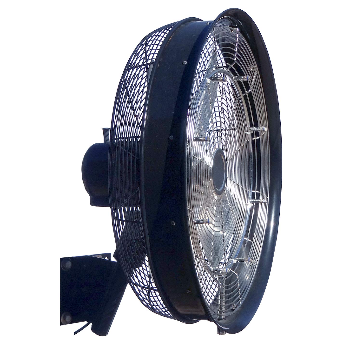 HydroMist F10-01-016 24" Shrouded Oscillating Misting Fan with Wall Mount, Black, 8 Nozzles-1000 psi Pump required