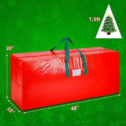KRYSTY Christmas Tree Storage Bag - Waterproof Zippered Bag for 7.5 Ft Holiday Tree | Durable Red Design