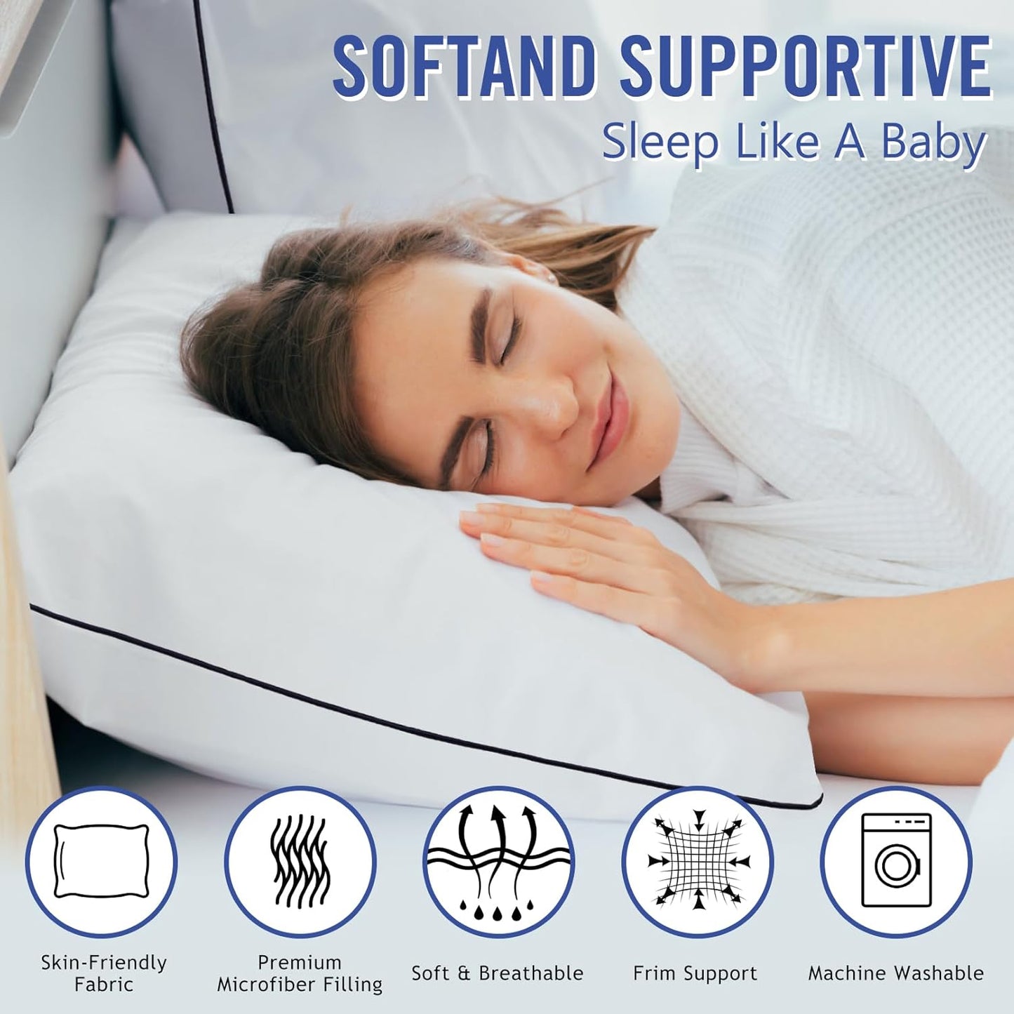 Vorouhals Hotel Collection Bed Pillows - Cooling Down Alternative for All Sleep Positions | 2 Pack Standard Size