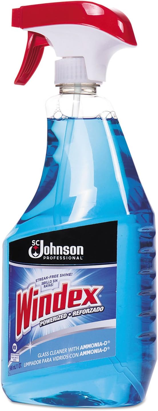 Windex Powerized Glass Cleaner - Ammonia-D Formula for Streak-Free Shine | 32 Oz Trigger Spray