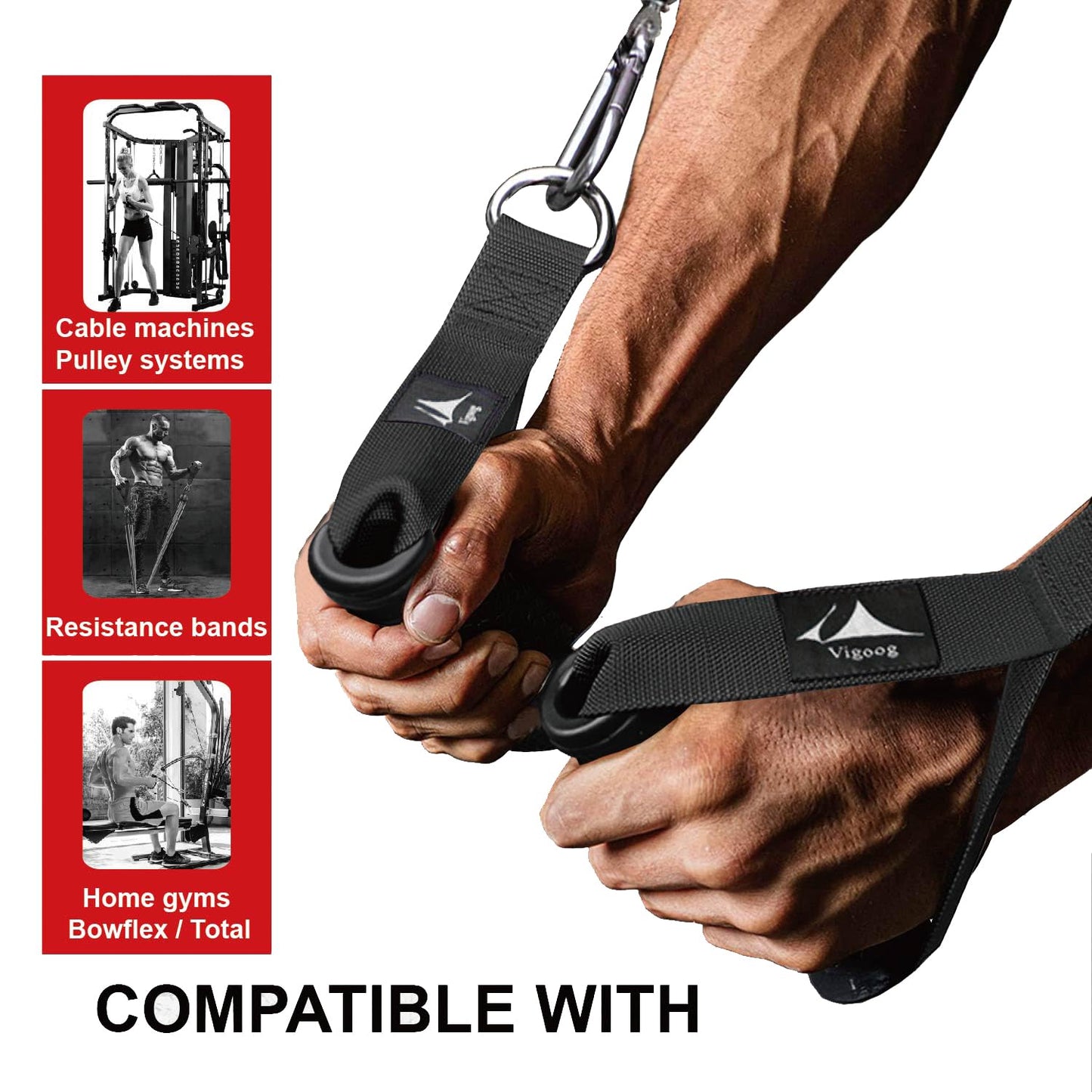Vigoog Heavy Duty Gym Workout Handles Attachment for Cable Machine,Resistance Band,Pulley System Home Exercise Equipment, Comfortable and Stronger Grip