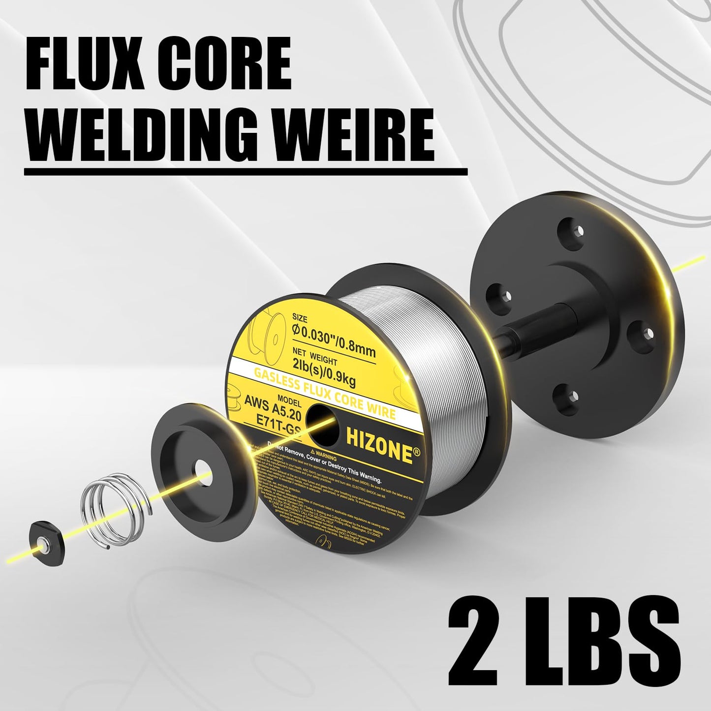 HIZONE MIG-200PRO MIG Welder & HIZONE E71T-GS .030inch-2lb Flux Core Welding Wire, 1-Pack