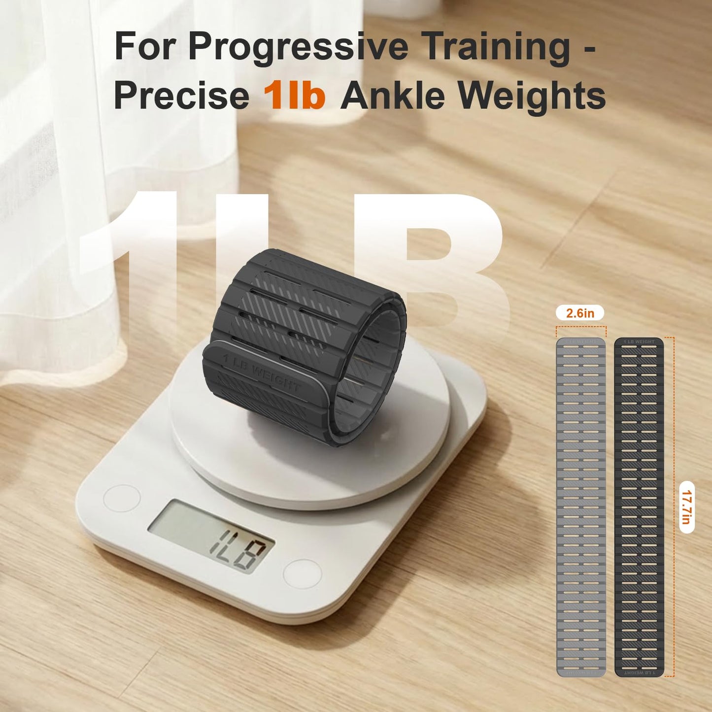 SE7EN Ankle Weights for Women & Men, Silicone Magnetic Wirst & Leg Weights for Pilates, Yoga, Pool, Gym, Set of 2 Weights (1 lb Each) | Black & Gray