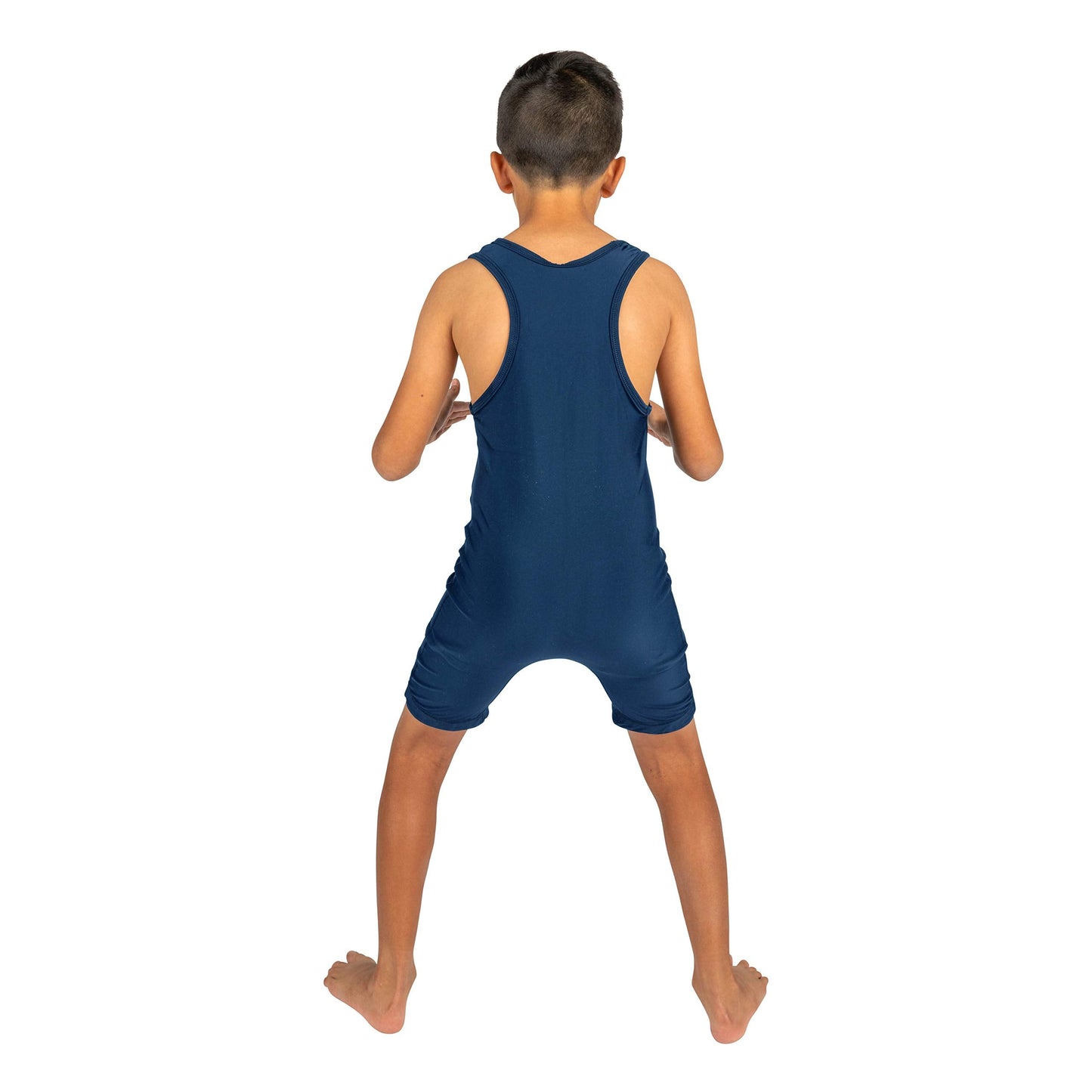 4 Time All American Wrestling Singlet: Black, Navy Blue, Red, Teal sizes 4XS-5XL (XS 71-90 lbs., Navy)