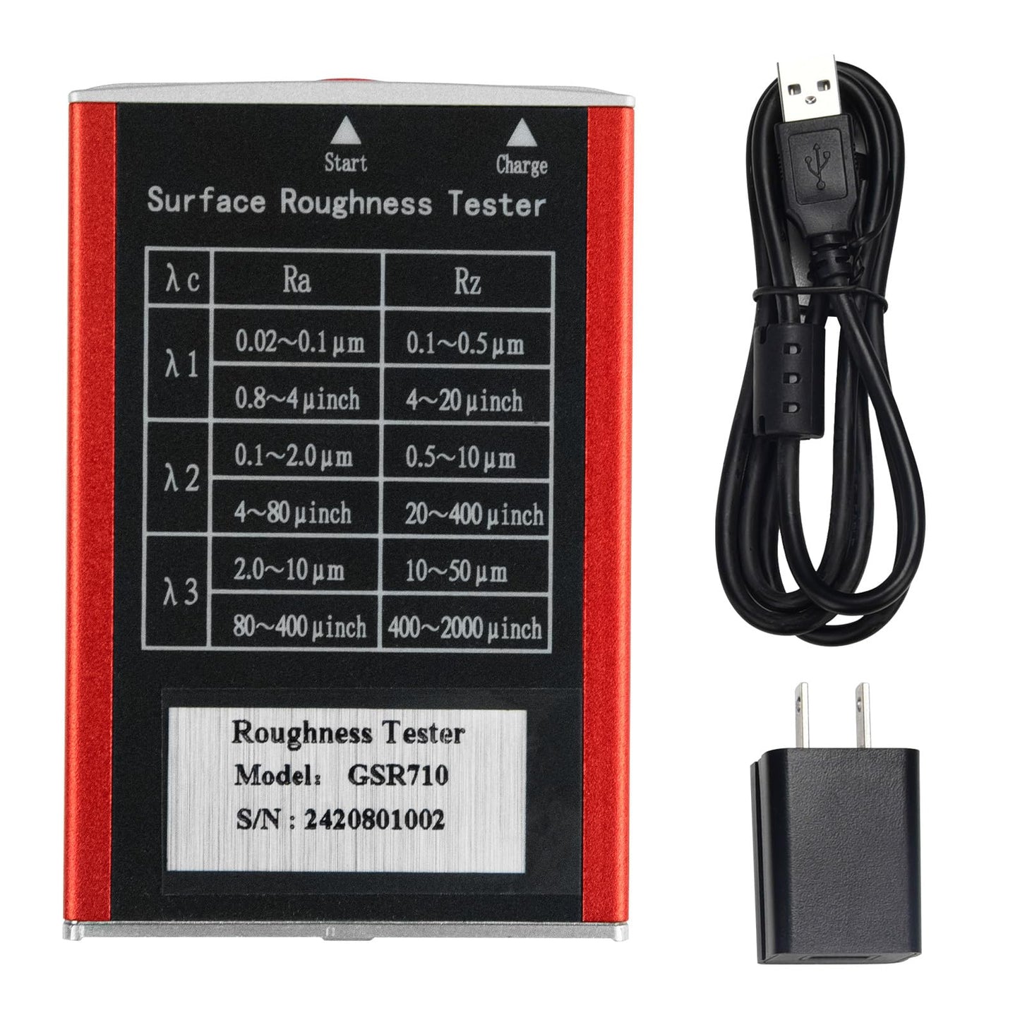 GOYOJO GSR720 Surface Roughness Tester High Accuracy 0.01μm Portable Roughness Gauge 4 Testing Parameters Ra/Rq 0.05~15.0μm Rz/Rt 0.1~50.0μm with Standard Calibration Block and Bracket