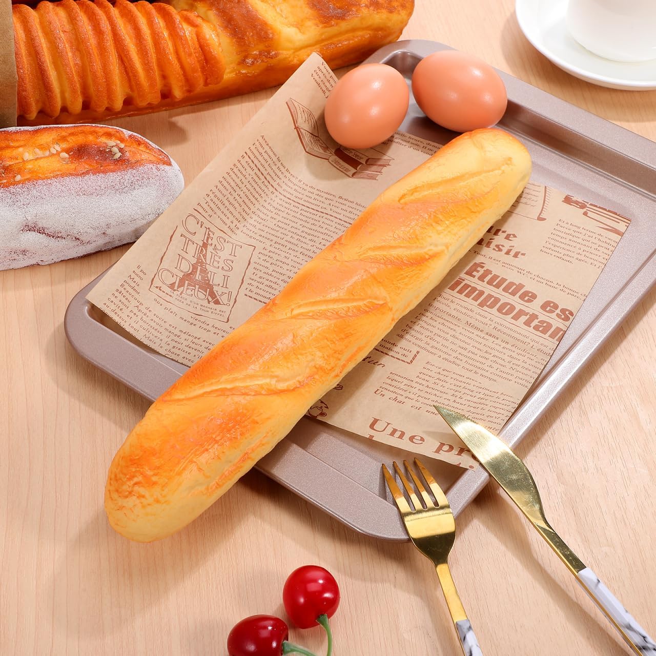 13.77 Inch Sosoport Pu Simulation Bread Model Fake Baguette Photo Prop Kitchen Decoration Bakery Display Teaching Tool