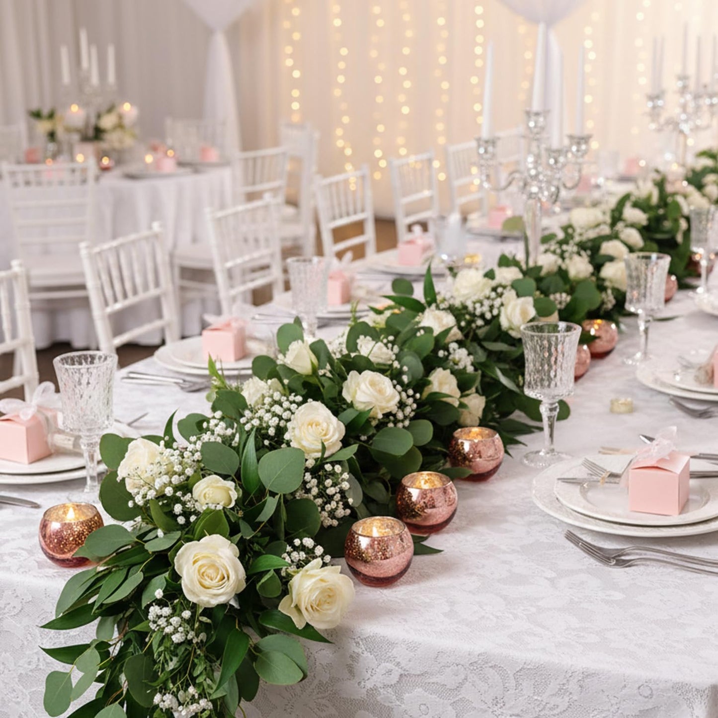 LAMORGIFT 36 Pcs Rose Gold Candle Holders-Rose Gold centerpieces for Birthday Party, Wedding, Bridal Shower, Sweet 16. Mother's Day Brunch Table Decorations