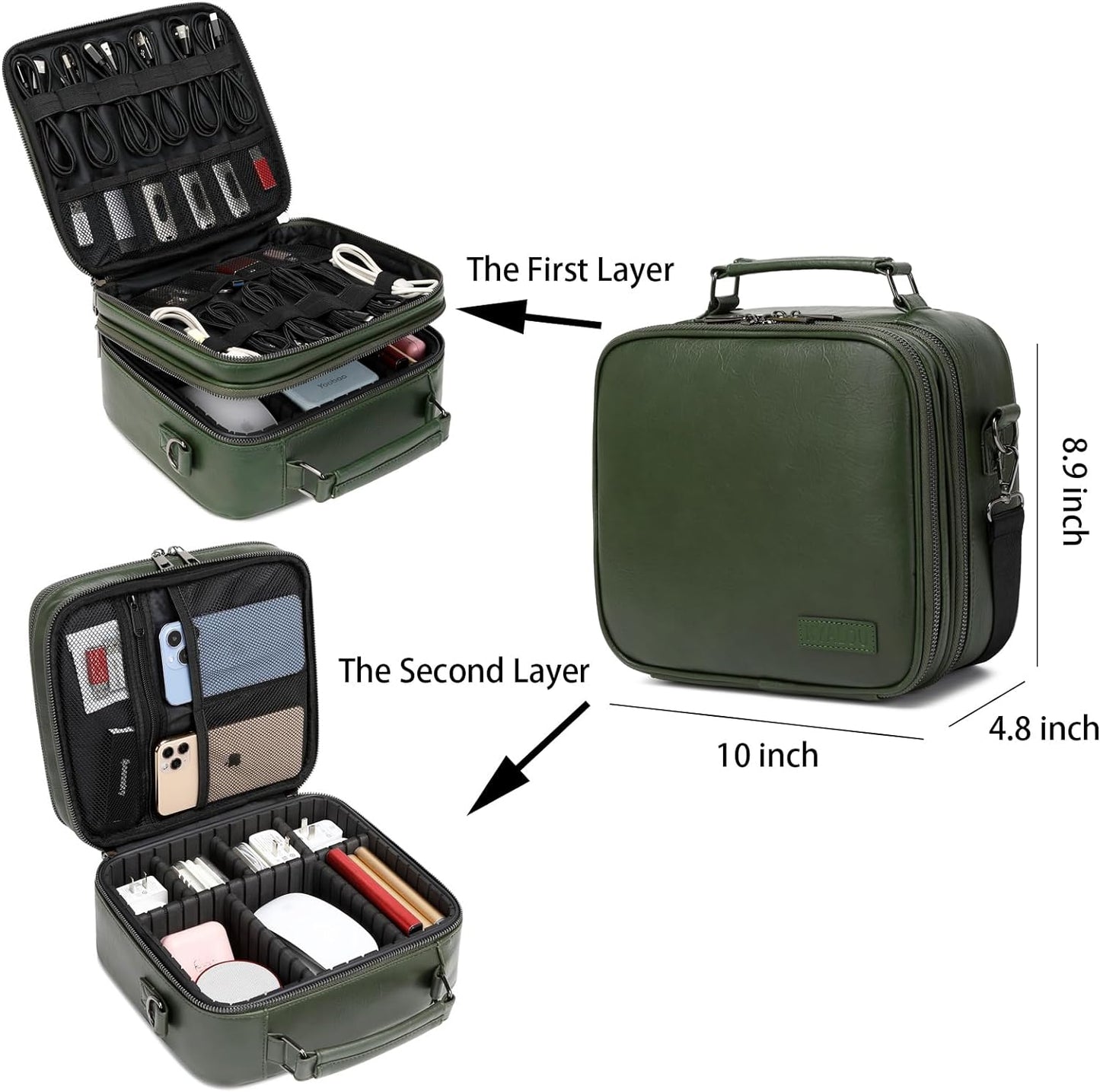 KYALOU Electronics Travel Organizer, Large Electronic Accessories Cable Case with Adjustable Dividers, Waterproof Tech