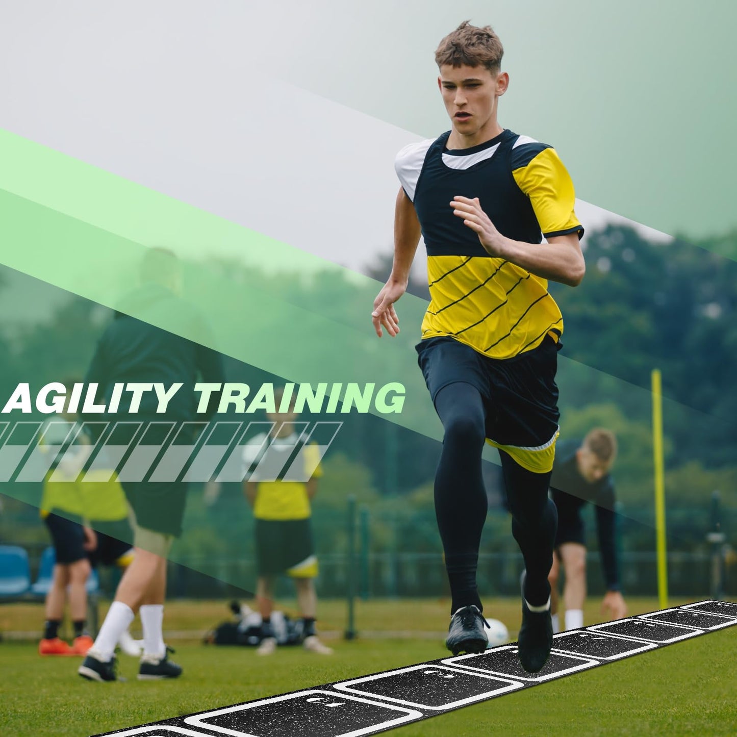 WinnerWhy 15 ft Rubber Agility Ladder Non-Slip Rubber Speed Agility Training Ladder Pad for Soccer Football Footwork Training Equipment for Fitness Boxing Sports Quick Exercise Gym Workout