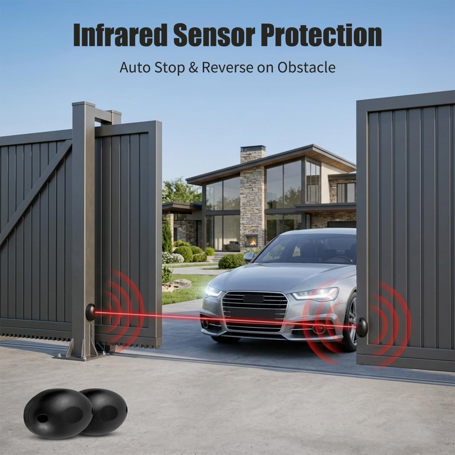 1800Lbs Heavy Duty Sliding Gate Opener, 370W AC Automatic Gate Motor with Nylon Rack, No Welding Electric Gate Opener Kit with 4 Remote Controls, DIY Easy Installation, Up to 40ft Sliding Gate