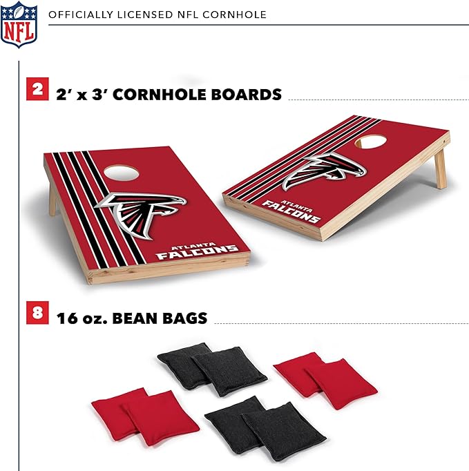 NFL 2' x 3' Solid Wood Cornhole Set with Direct Print HD Team Graphics – Great Gift for Any Football Fan! Bean Bag Toss Family Outdoor Games