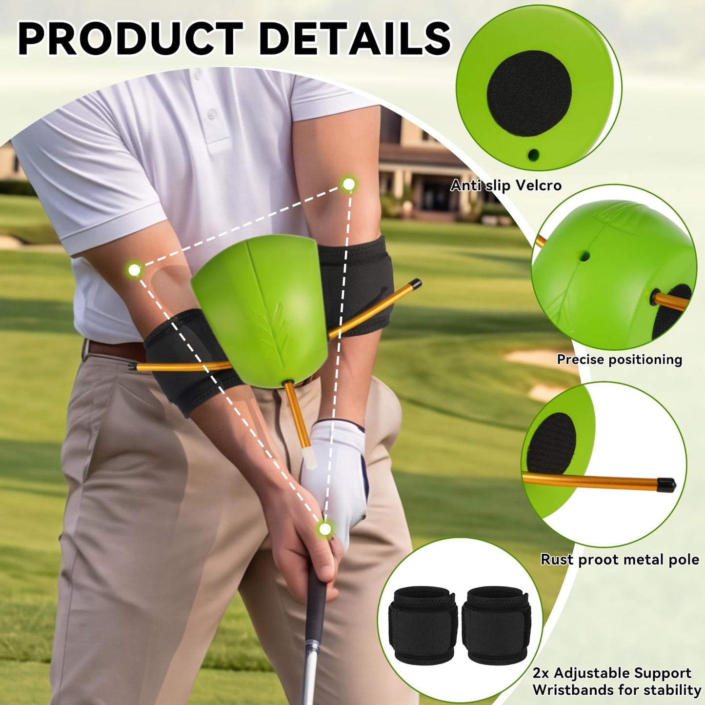 MJDYTYT The Connector Golf Training Aid,Golf Trainer Aid for Posture Correction Practice, Golf Swing Aid Helps Train Proper Swing Mechanics & Arm Structure, Gift for Beginners Men Women