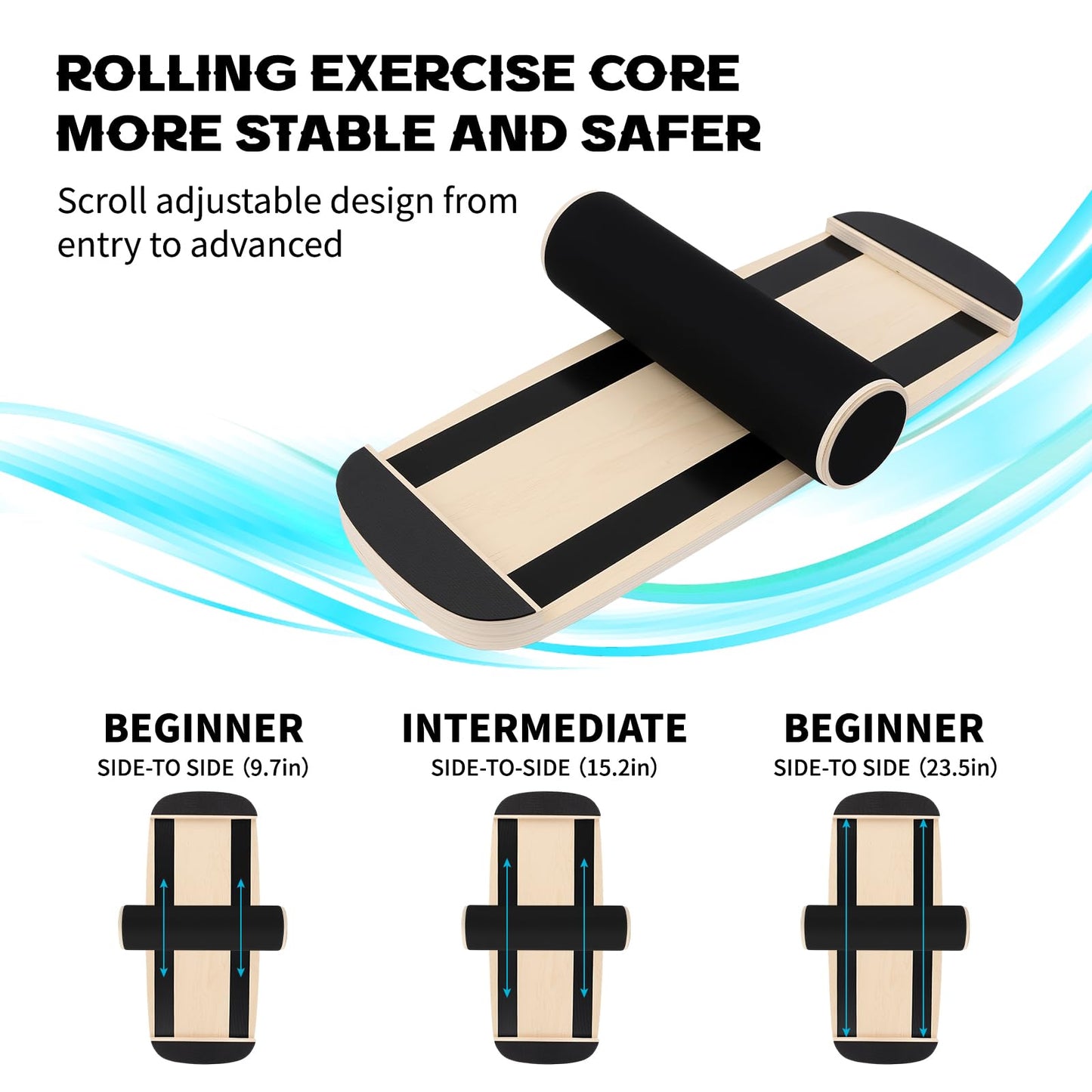 HAIZAIGUOGUO Wooden Balance Board for Adults, 350lbs Capacity Surf Balance Trainer with Anti-Slip Surface, Skateboard Snowboard Training Equipment for Core Strength & Balance Control