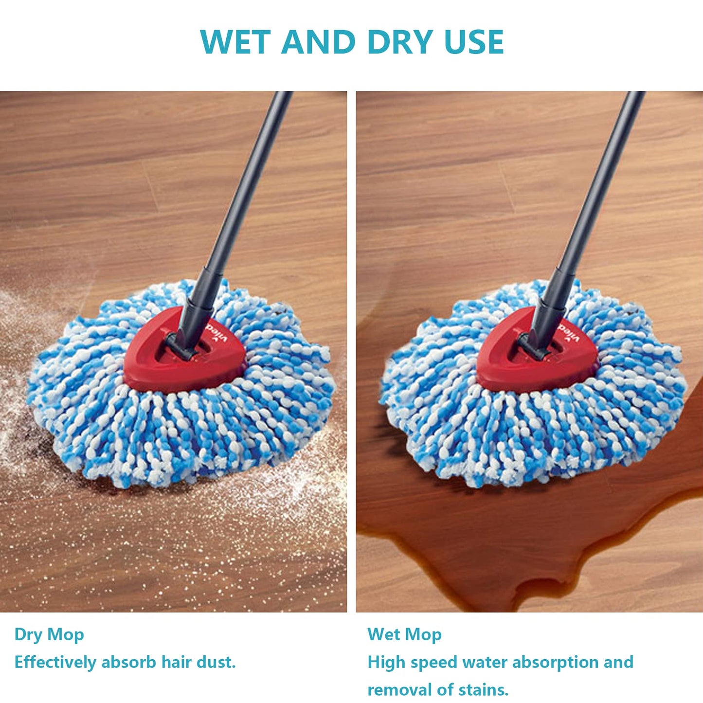 Spin Mop Replacement Head Compatible with O-Ceda 2-Tank Dual System RinseClean Microfiber Spin mop Refill for O Ceda Mop Replace Head (4 Pack)
