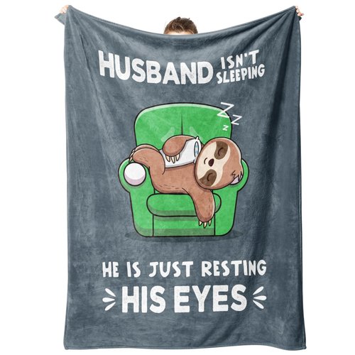 GiltGlimmer Funny Gifts for Husband, Husband is Not Sleeping Blanket, Husbands Gifts from Wife, Anniversary Birthday Gifts for Husbands, 60" x 50"