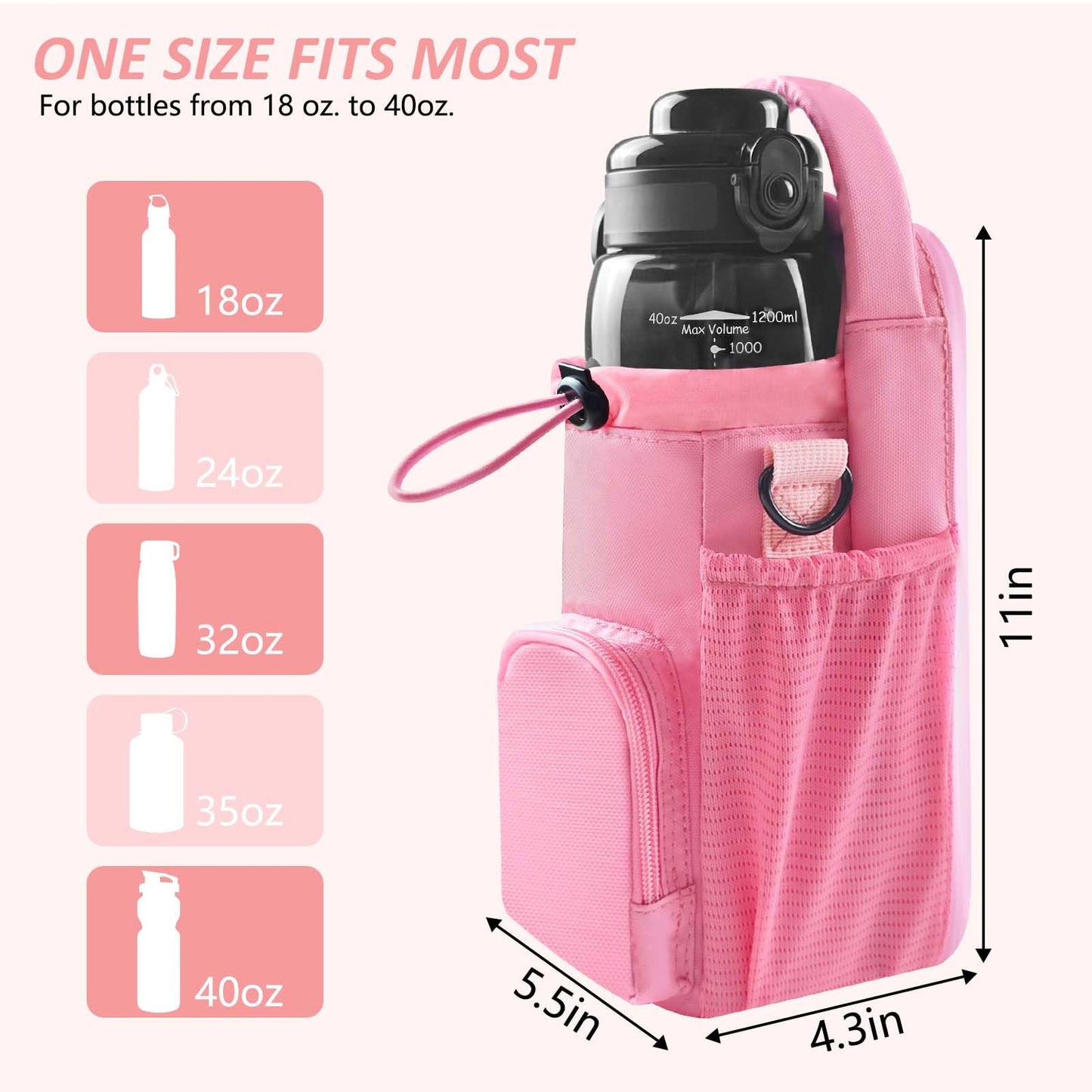Magnetic Gym Bag for Men and Women, Magnetic Water Bottle Holder for Gym, Small Gym Bag, Gym Gifts for Women and Men (Pink, <40 OZ)