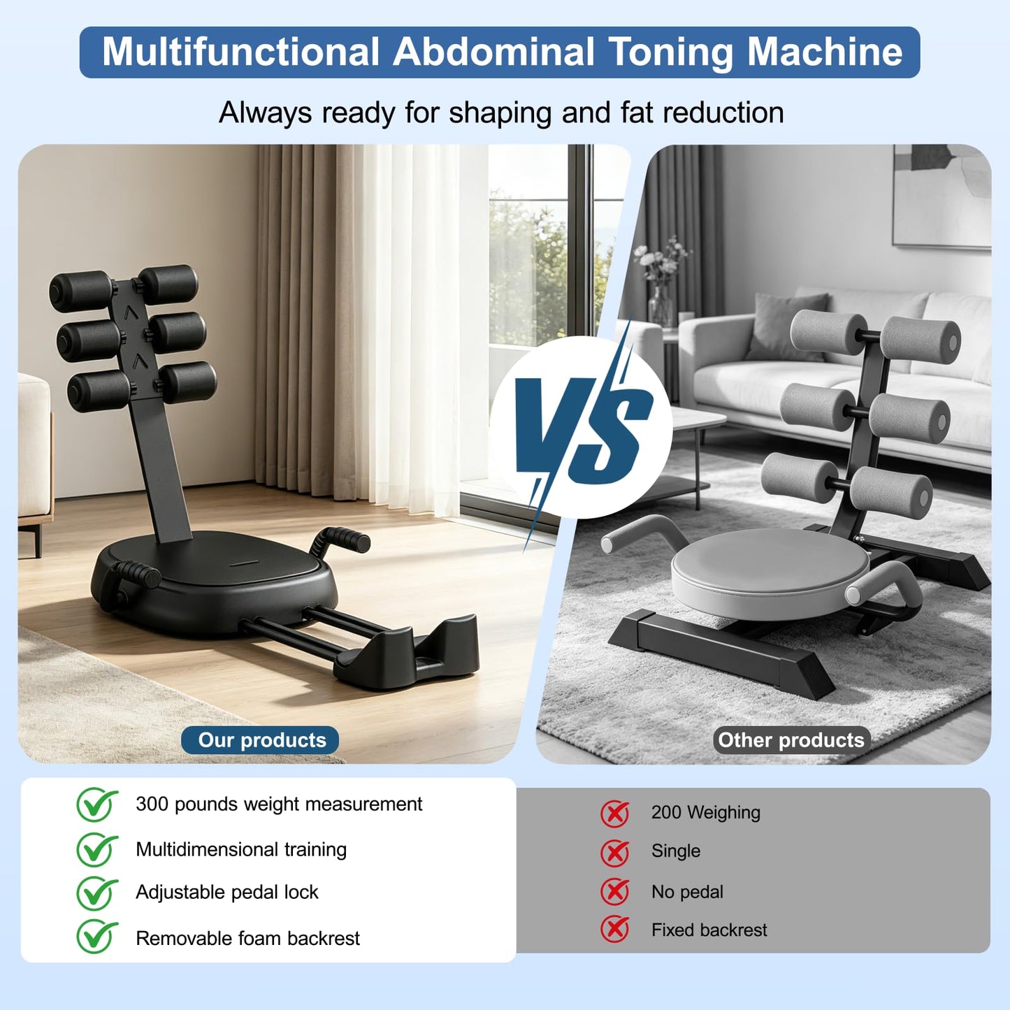 Ab Machine with Auto Rebound, Ab Workout Equipment with 3 Adjustable Resistance, Flodable Sit Up Exercise Foam Roller & Handle, Ab Crunch Machine with 330 Lbs Weight Capacity, for Home, Office, Core Strength, Stomach Workout (Black)