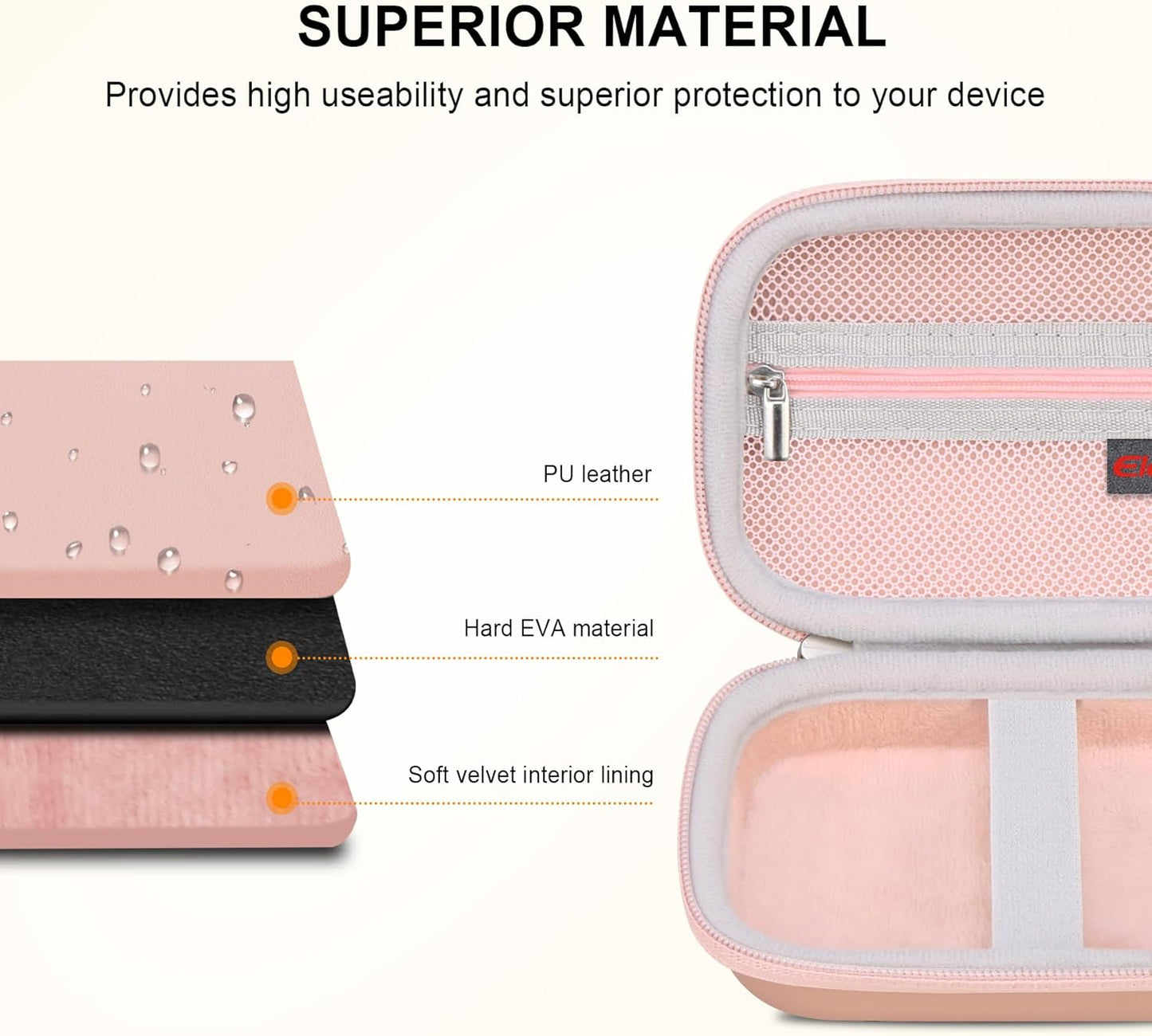 2x3 Elonbo Carrying Case for Liene Photo Printer, Portable Mini Color Instant Print Digital Camera Hard Travel Bag