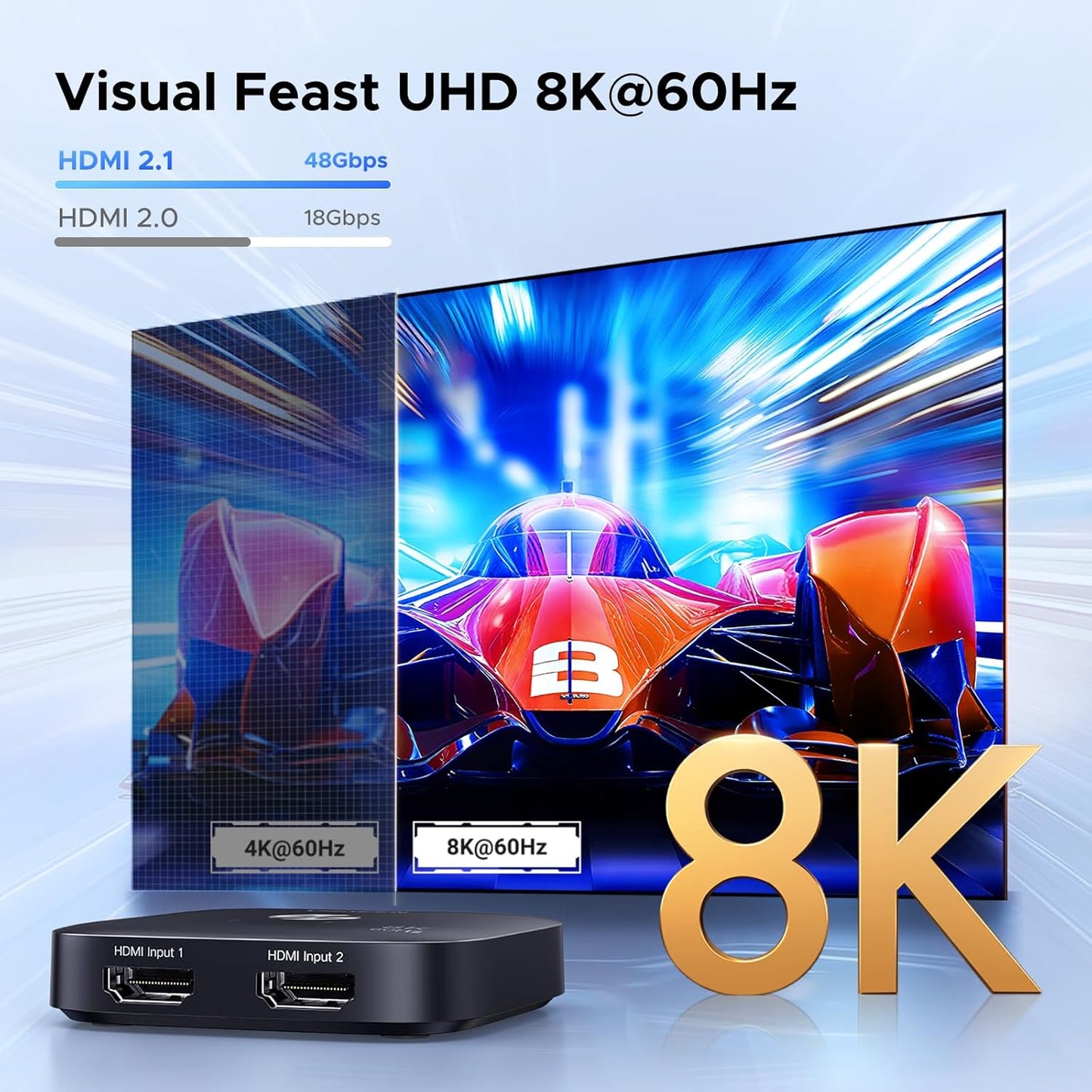 UGREEN 2.1 2 1 8K@60Hz 4K@240Hz 4K@120Hz HDR10+ Dolby 48Gbps 2 PS5 HDMI Switch in Out Ultra HD Supports VRR Atmos HDMI
